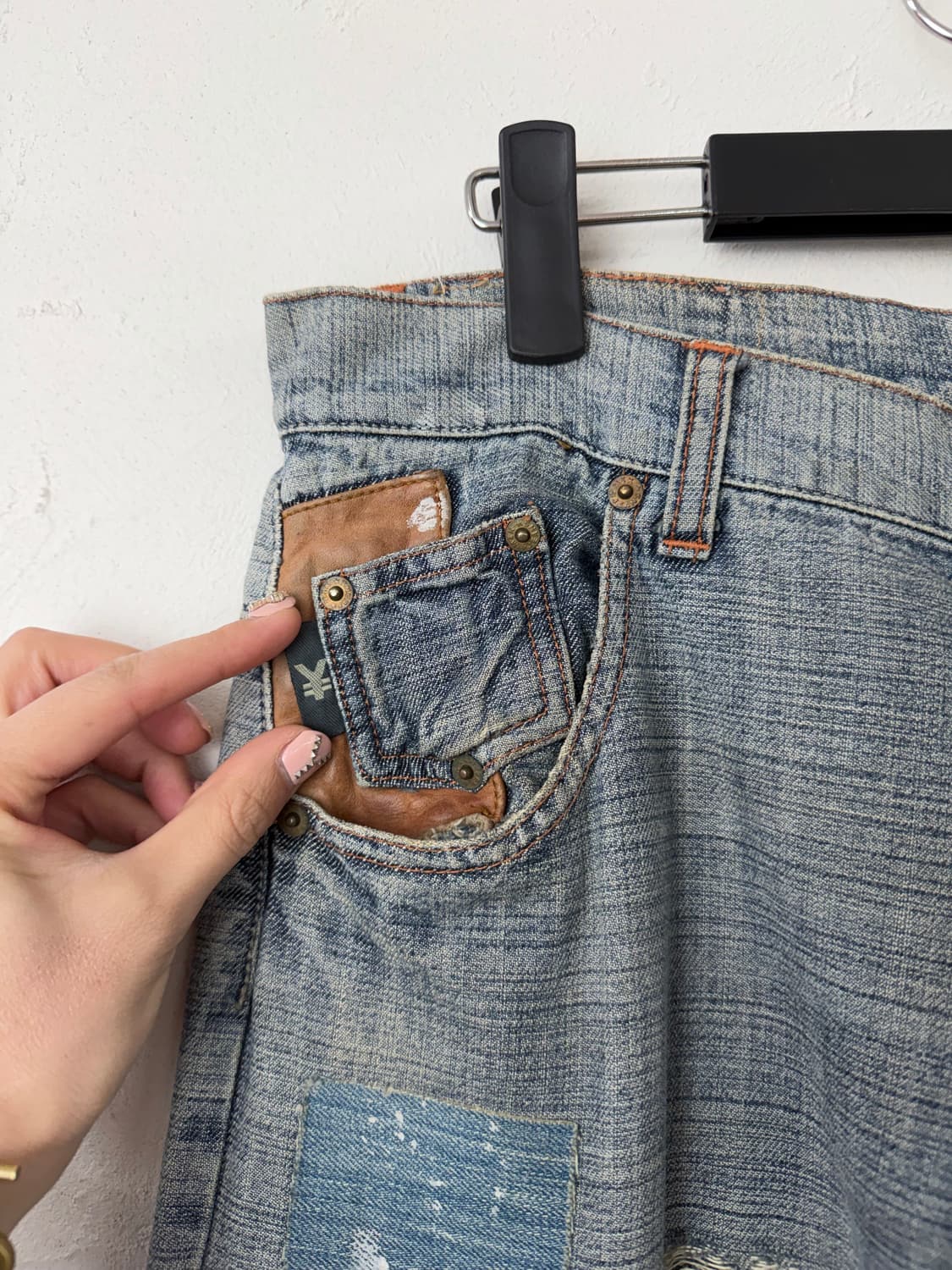 Yen Jeans by 미치코 코시노 이태리 레더 패치 데님  상품이미지3