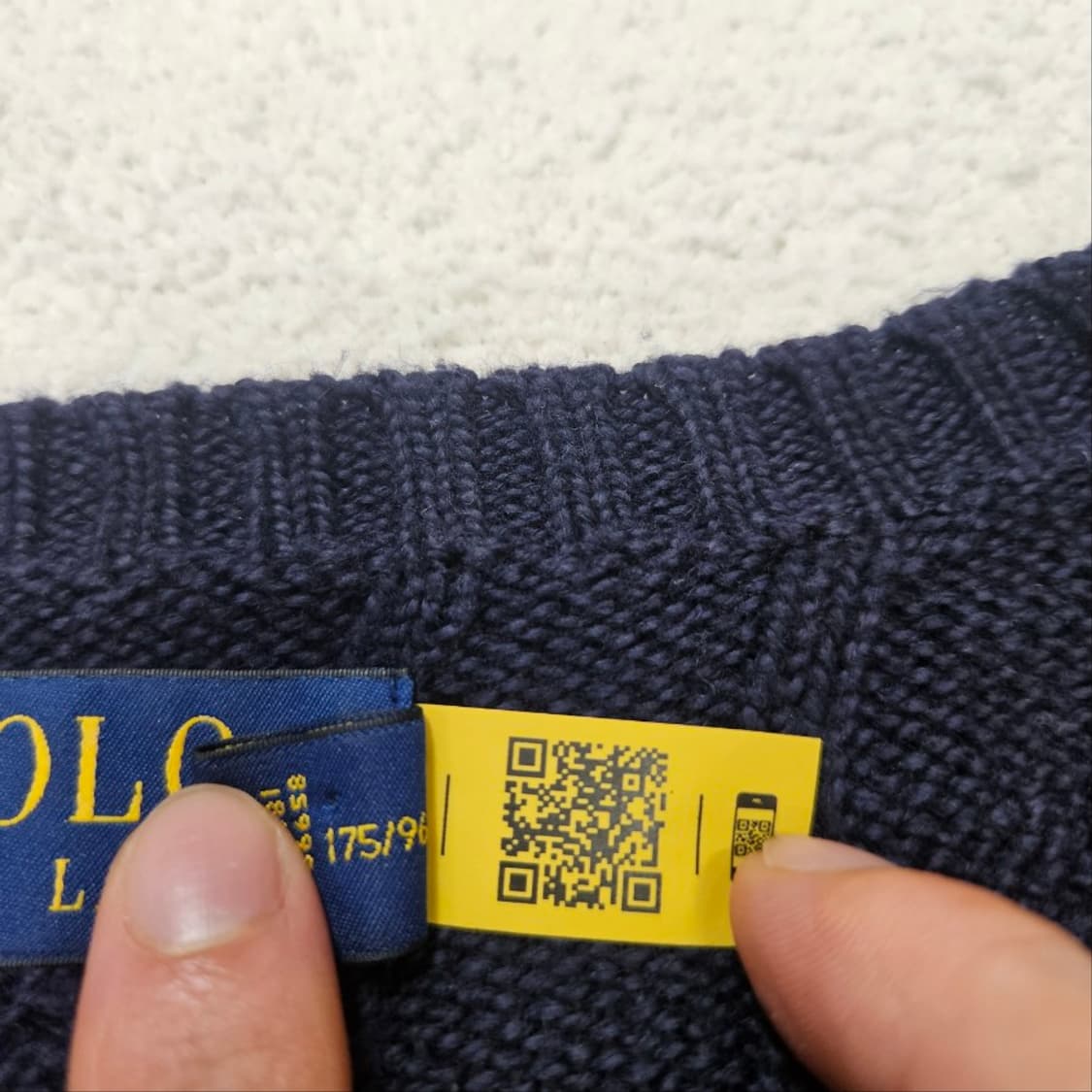 폴로 랄프 로렌 신형 QR 케이블 니트 M 네이비 상품이미지2