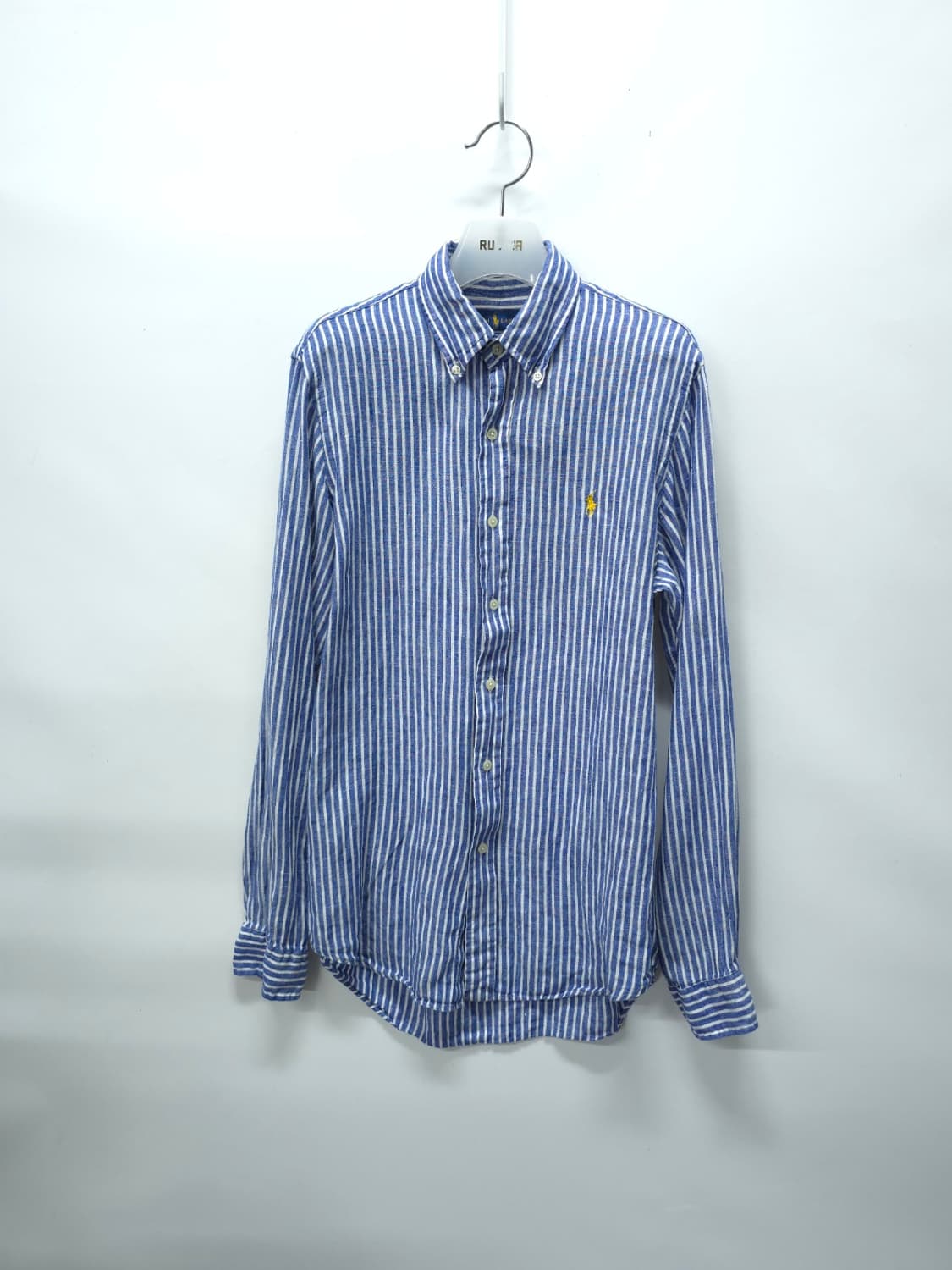 폴로 랄프로렌 블루 화이트 스트라이프 린넨 셔츠(95) 상품이미지1