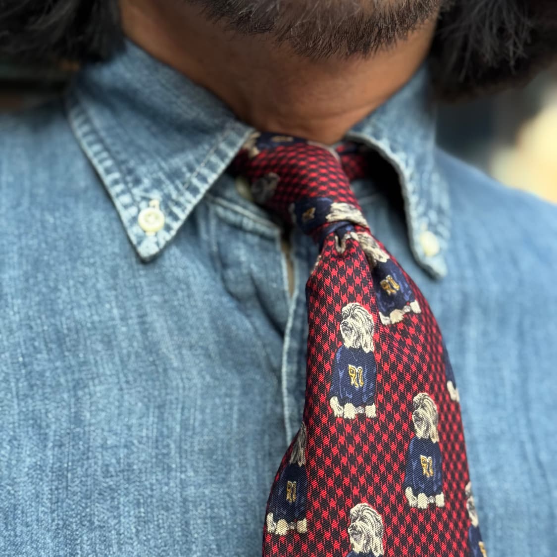 90's 폴로 랄프로렌 도그 패턴 실크 타이 상품이미지6