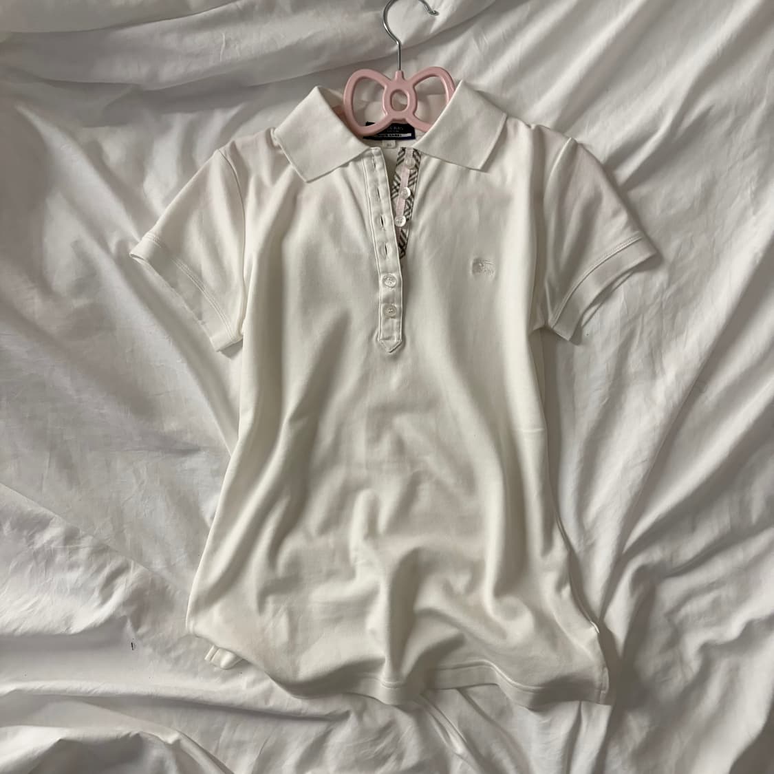 버버리 딱붙 핑크노바체크 카라 티셔츠 상품이미지2