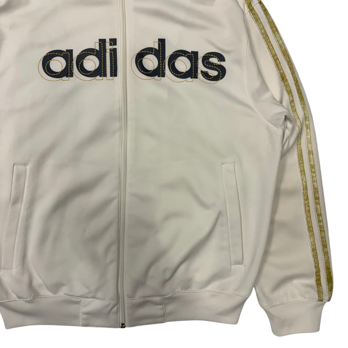 아디다스 빈티지 화이트 넥 버튼 져지 L 상품이미지3