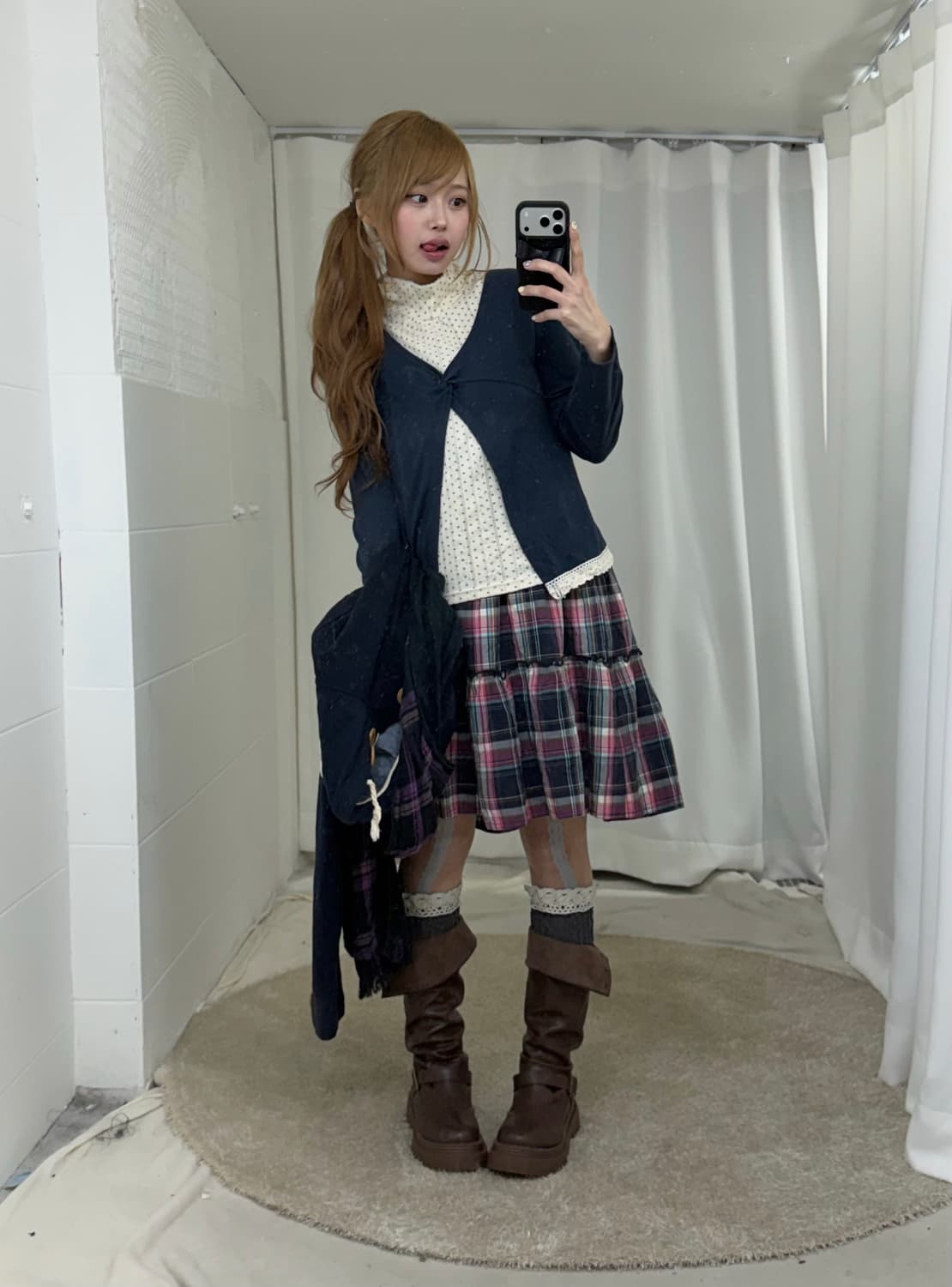 네이비 너드 모리걸 하구미 원피스 코디세트 상품이미지2