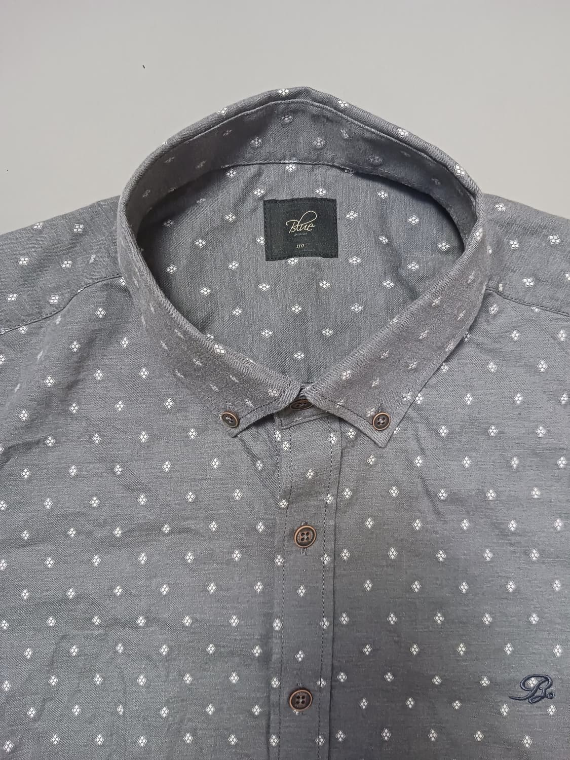 [110] 인디안 블루 캐쥬얼 패턴 버튼다운 셔츠 상품이미지2