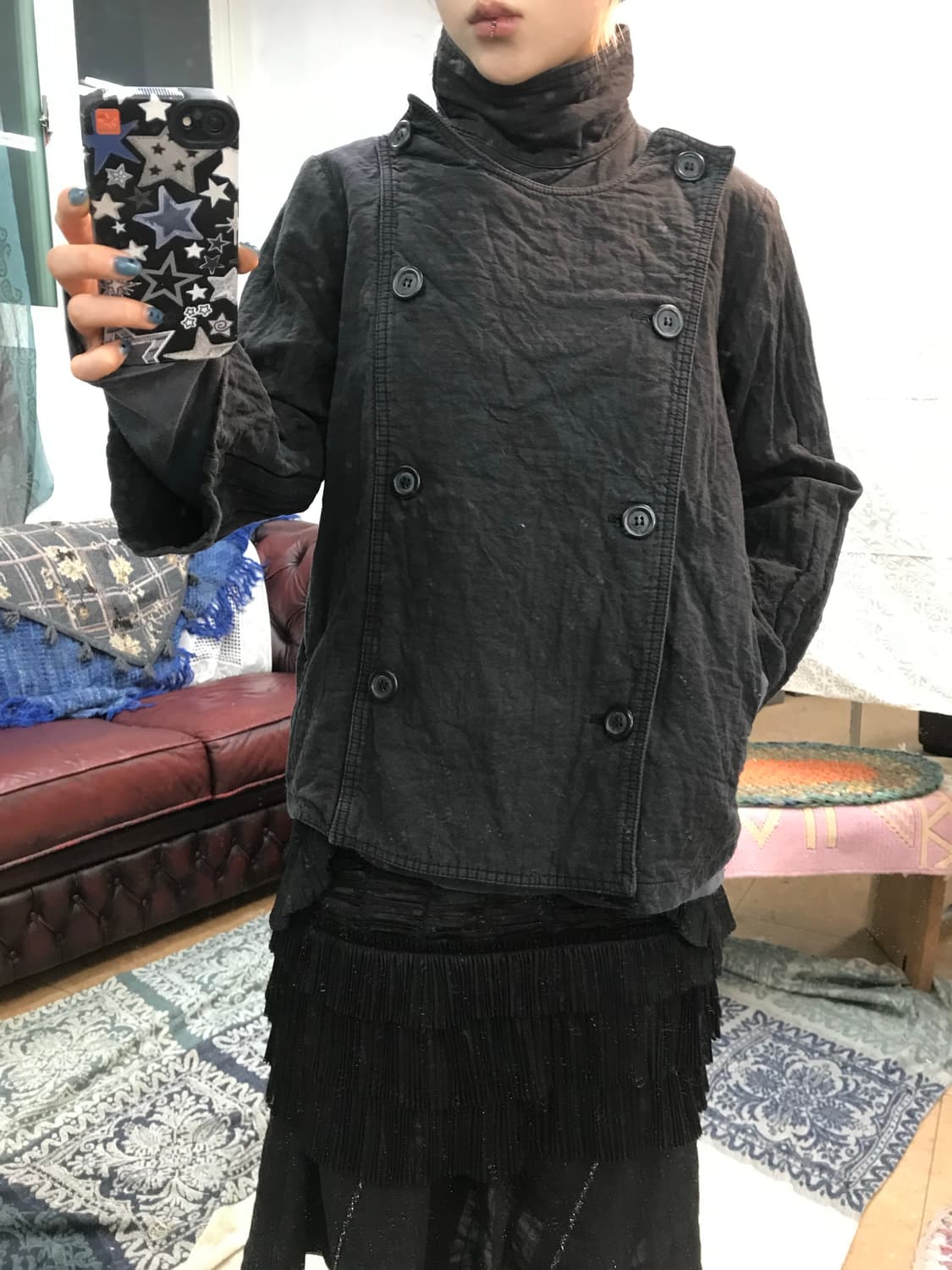 빈티지 더블버튼 7부 코튼자켓  상품이미지2