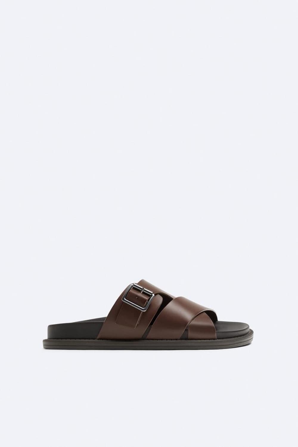 자라 버클 크로스 스트랩 샌들 브라운 상품이미지2