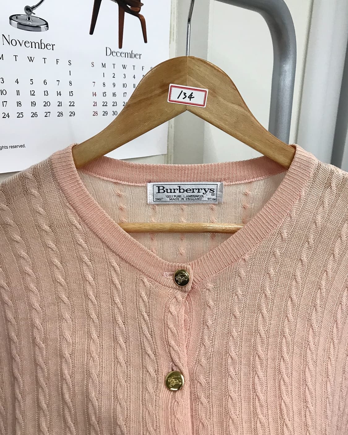 버버리 울 라운드 금장 케이블 가디건 상품이미지2