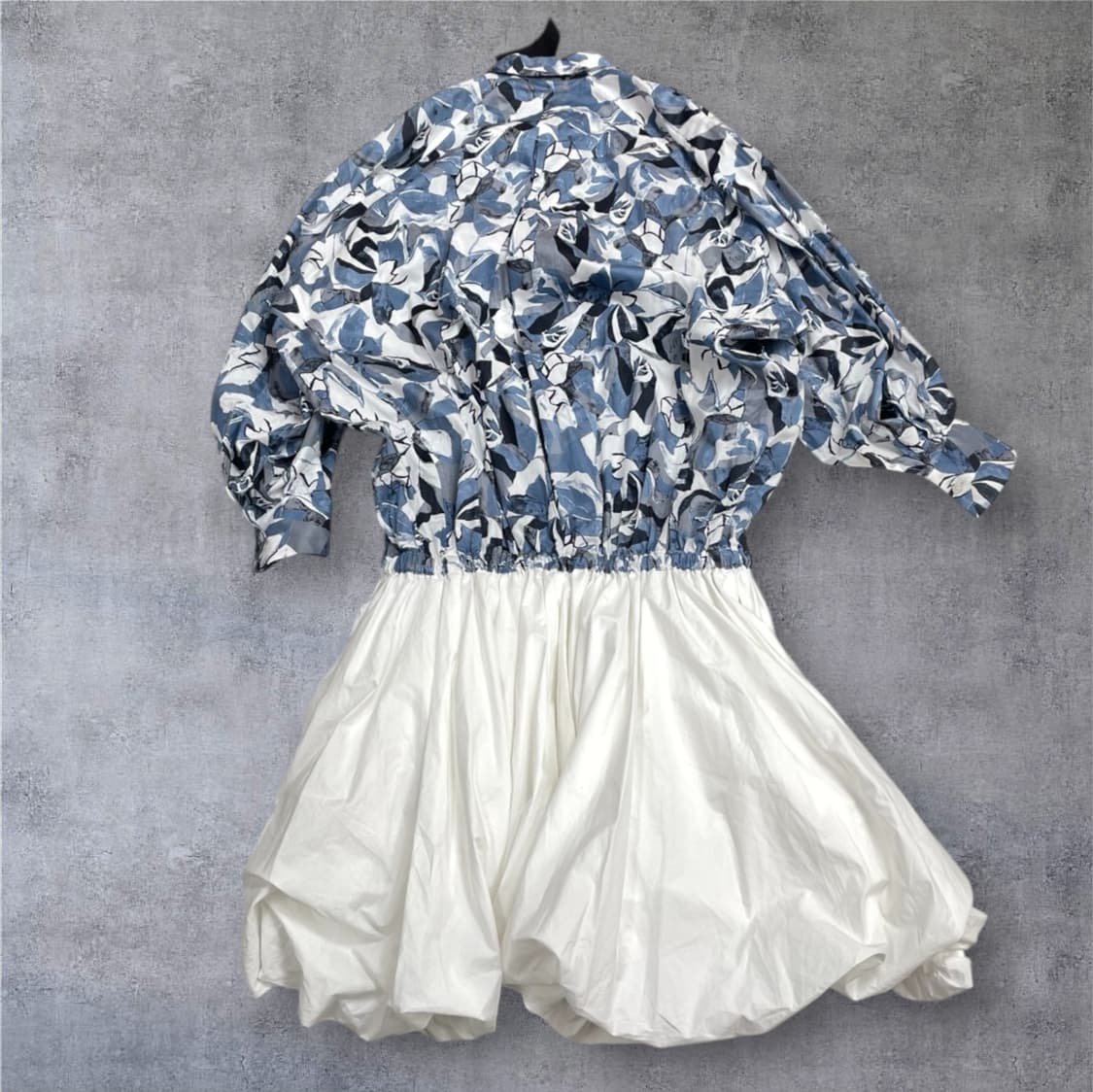 다웨이 DAWEI 블루 플라워 프린트 벌룬 원피스 36 상품이미지10