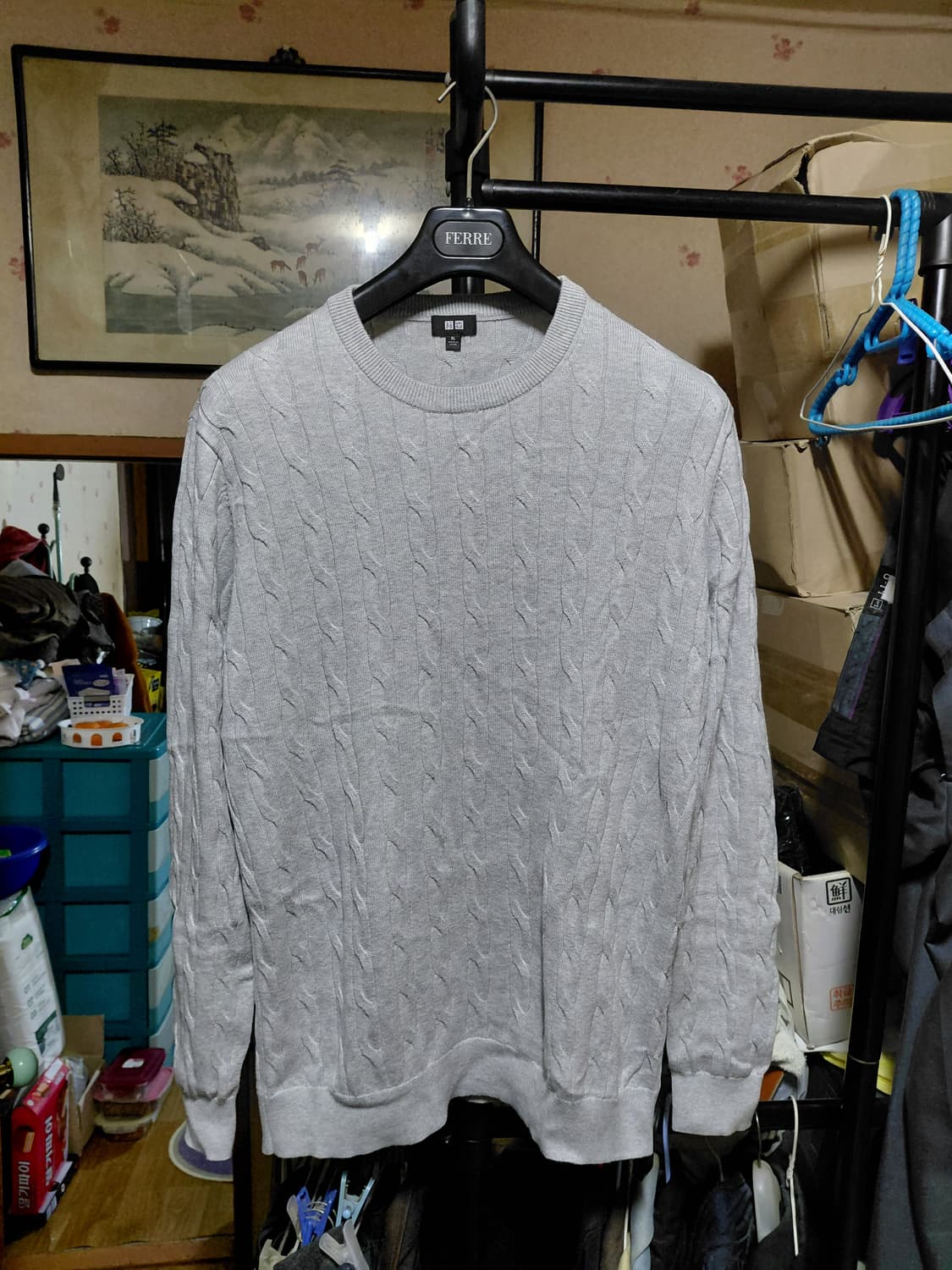 [유니클로]면,캐시미어 혼방 케이블 니트 XL(105)사이즈 상품이미지1