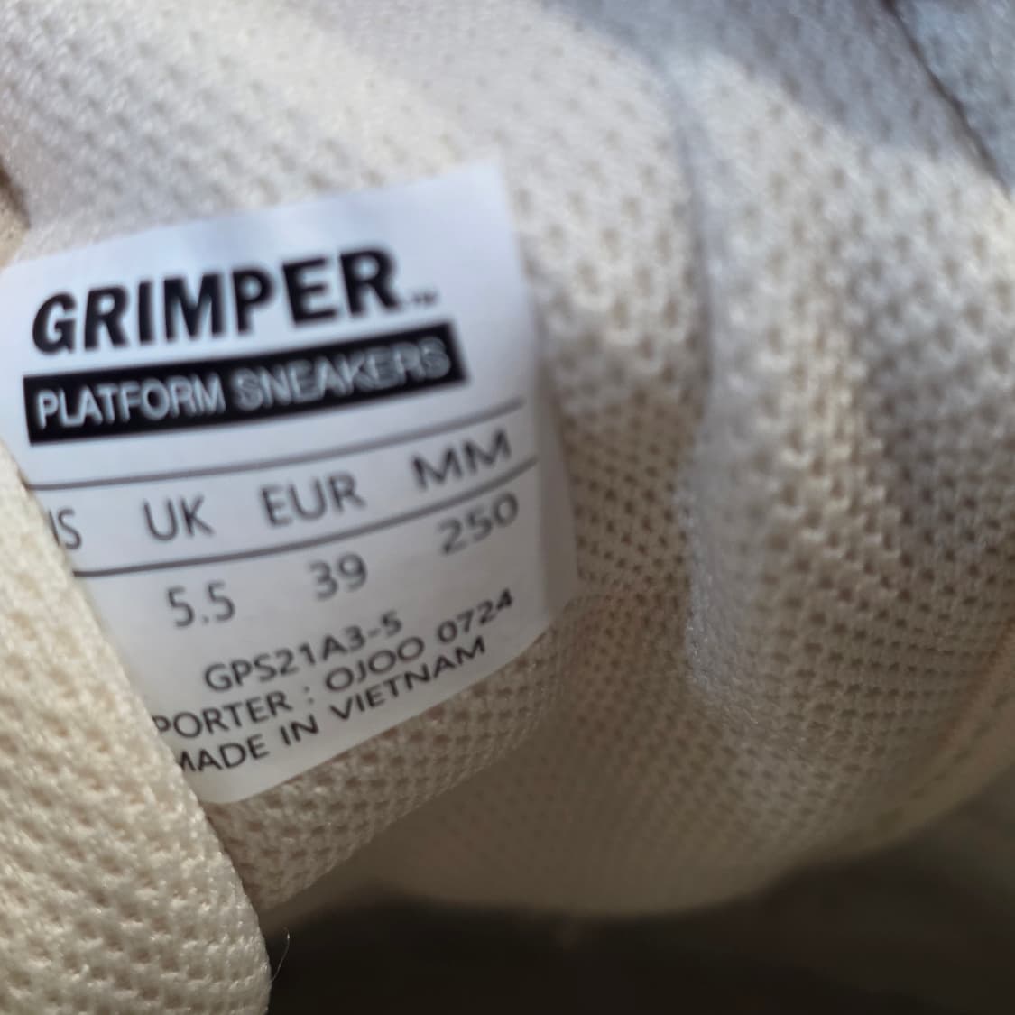 6q-22:그림퍼 플랫폼 스니커즈 아이보리 (250cm)-거의새거 상품이미지10