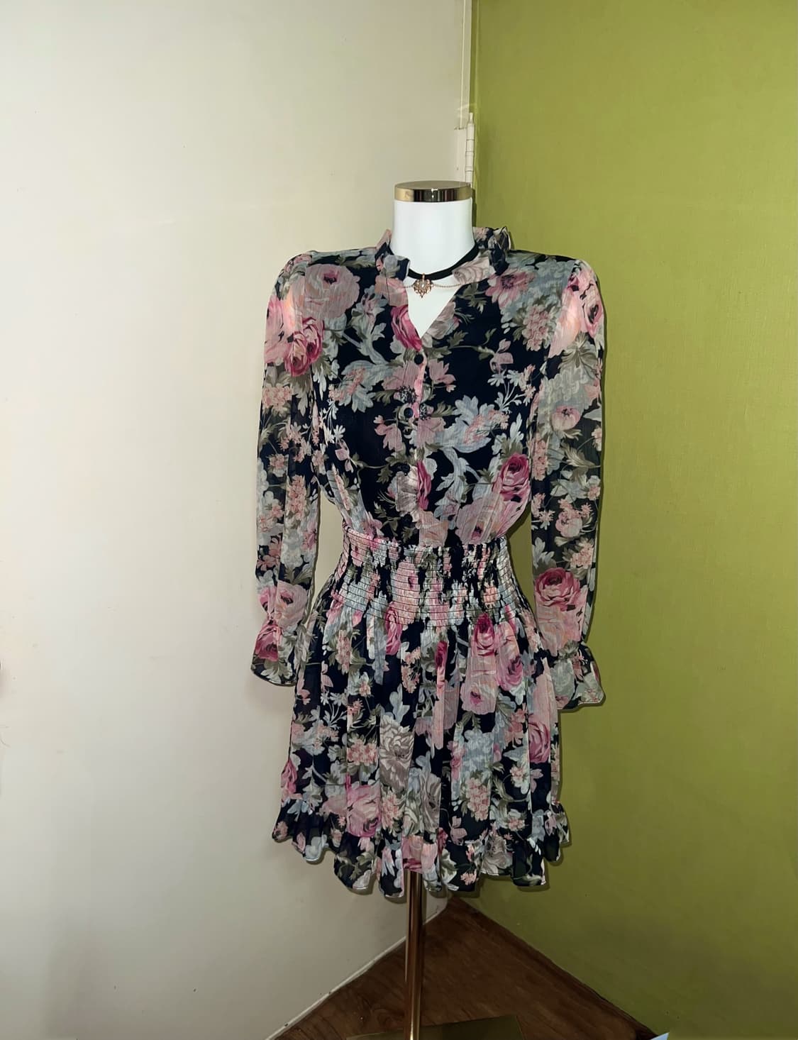 ✨vintage navy rose flower pattern dress✨ 상품이미지1