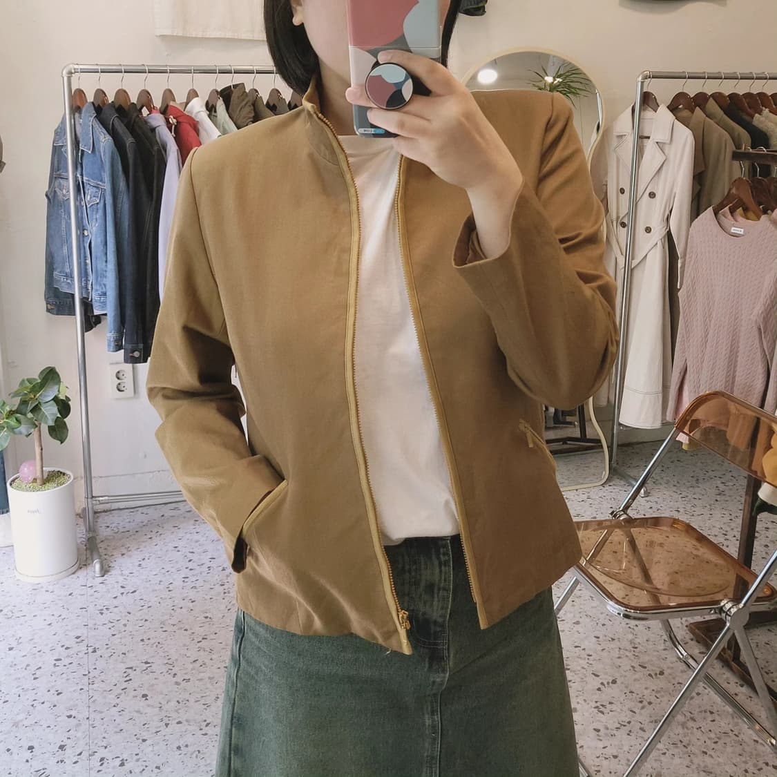 Healthy 실크 혼방 집업 자켓 상품이미지2