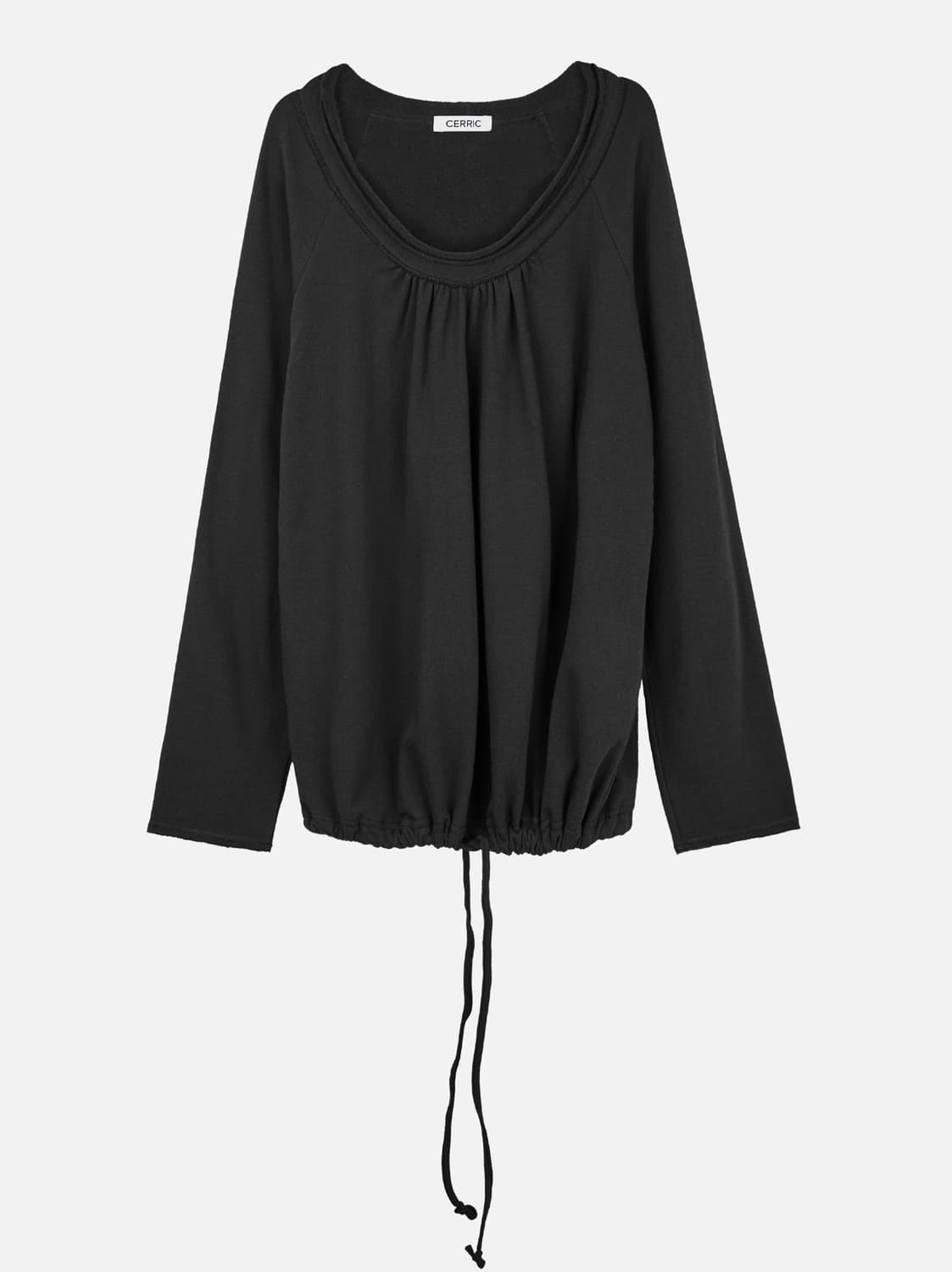 cerric round hem string top charcoal 상품이미지3