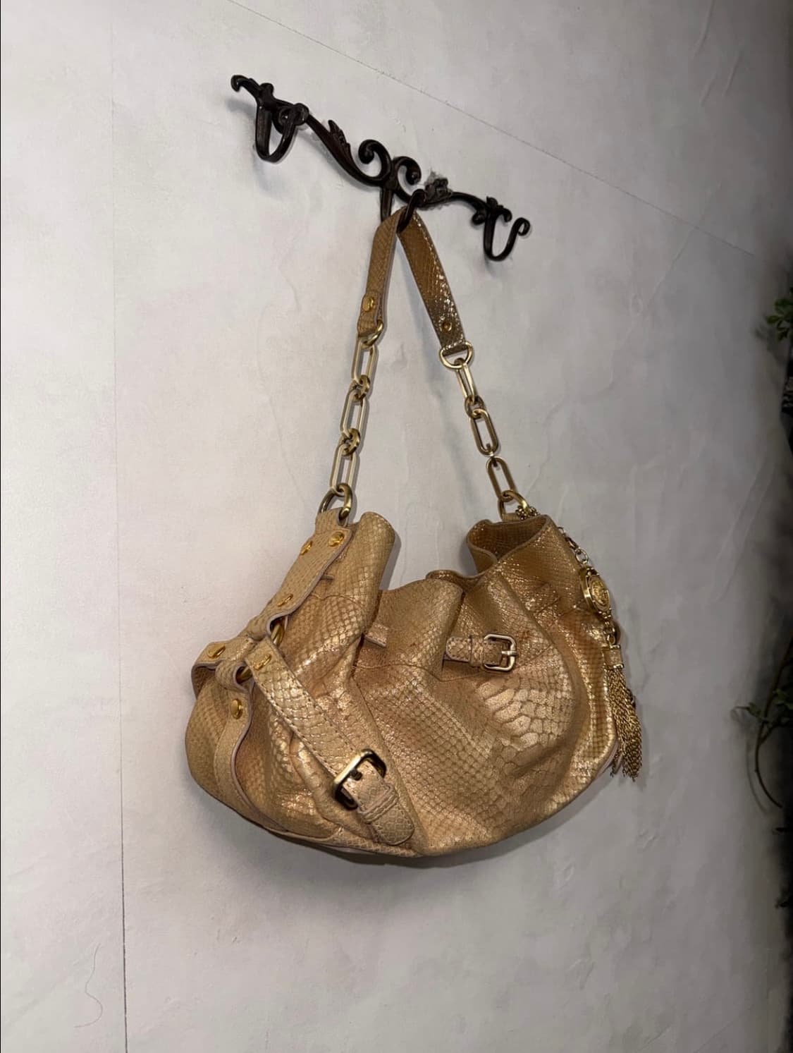 Anne Klein 앤클라인 골드 파이톤 체인 숄더백 갸루 y2k 상품이미지2