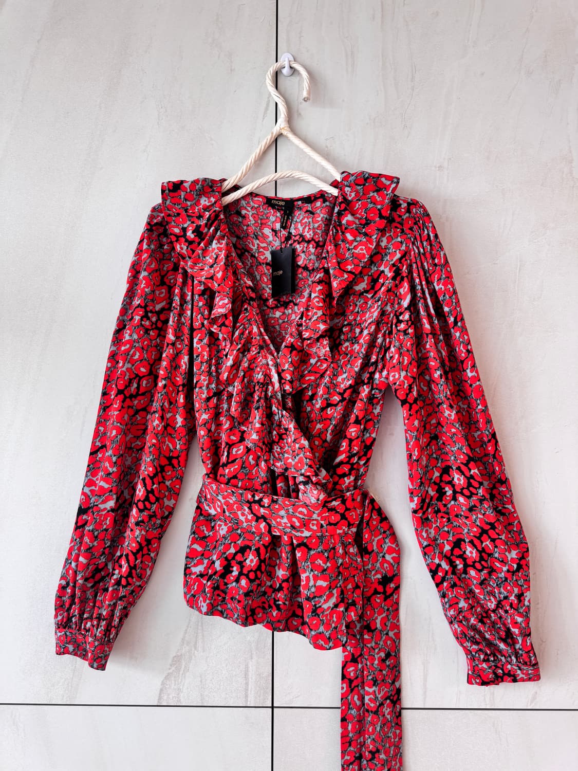 텍있는 새상품 maje 레드 레오파드 랩 블라우스 1(44,55가능) 상품이미지10