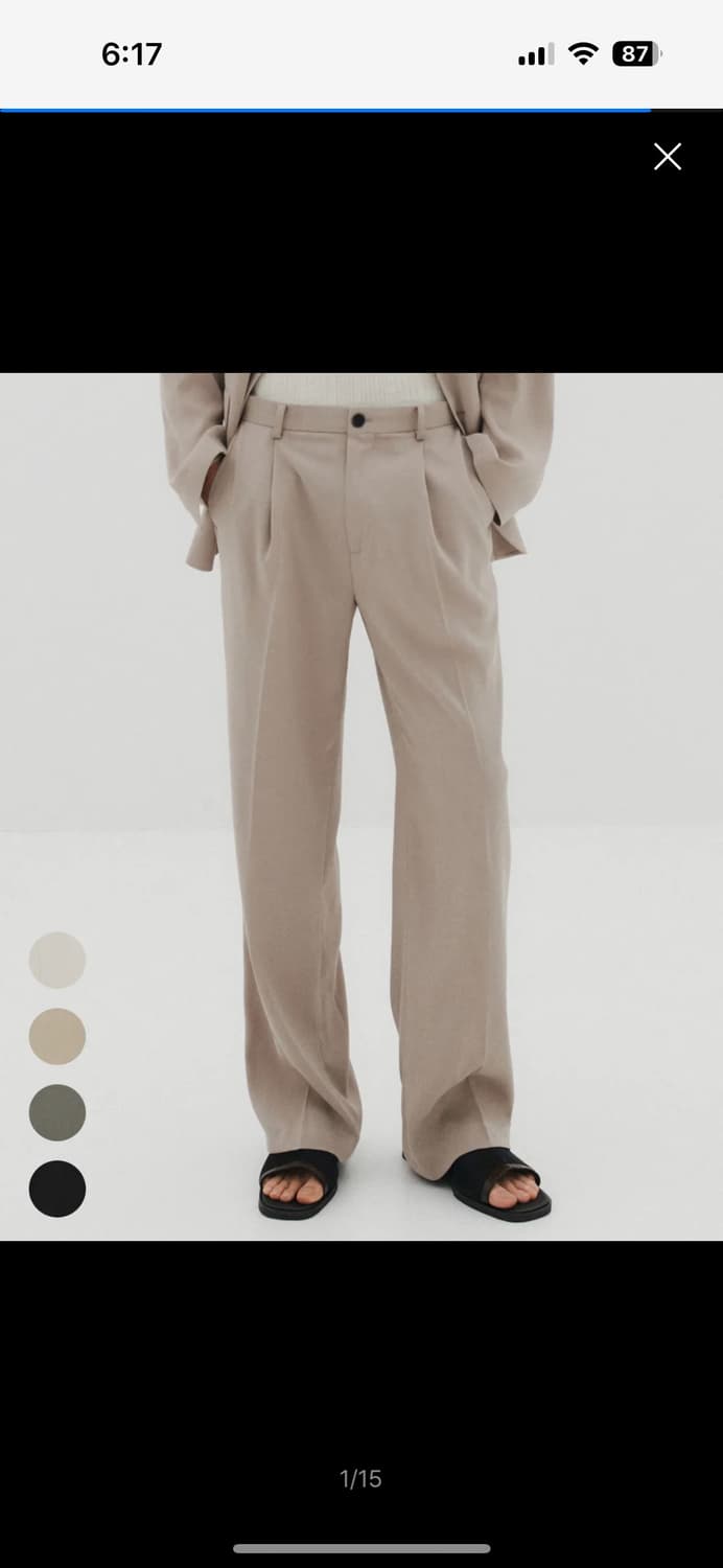 린넨 라이크 원턱 팬츠 L 상품이미지1