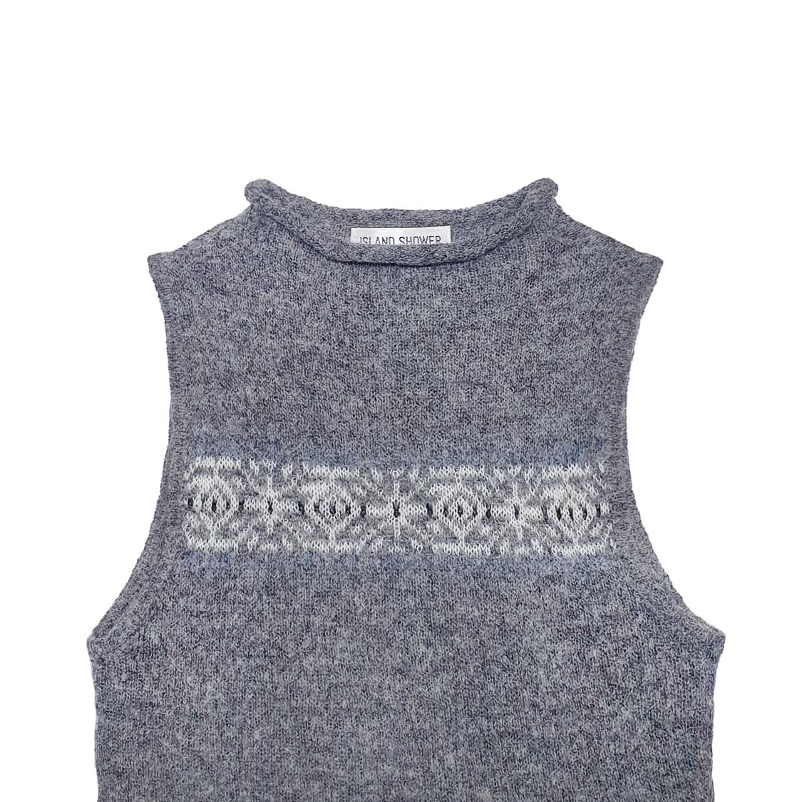 모헤어 하프넥 슬리브리스 니트 탑 그레이 상품이미지4