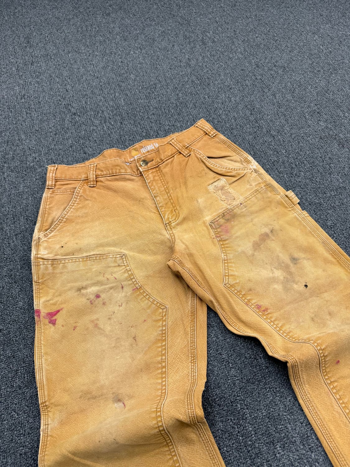 칼하트 빈티지 베이지 더블니 워크팬츠 상품이미지2