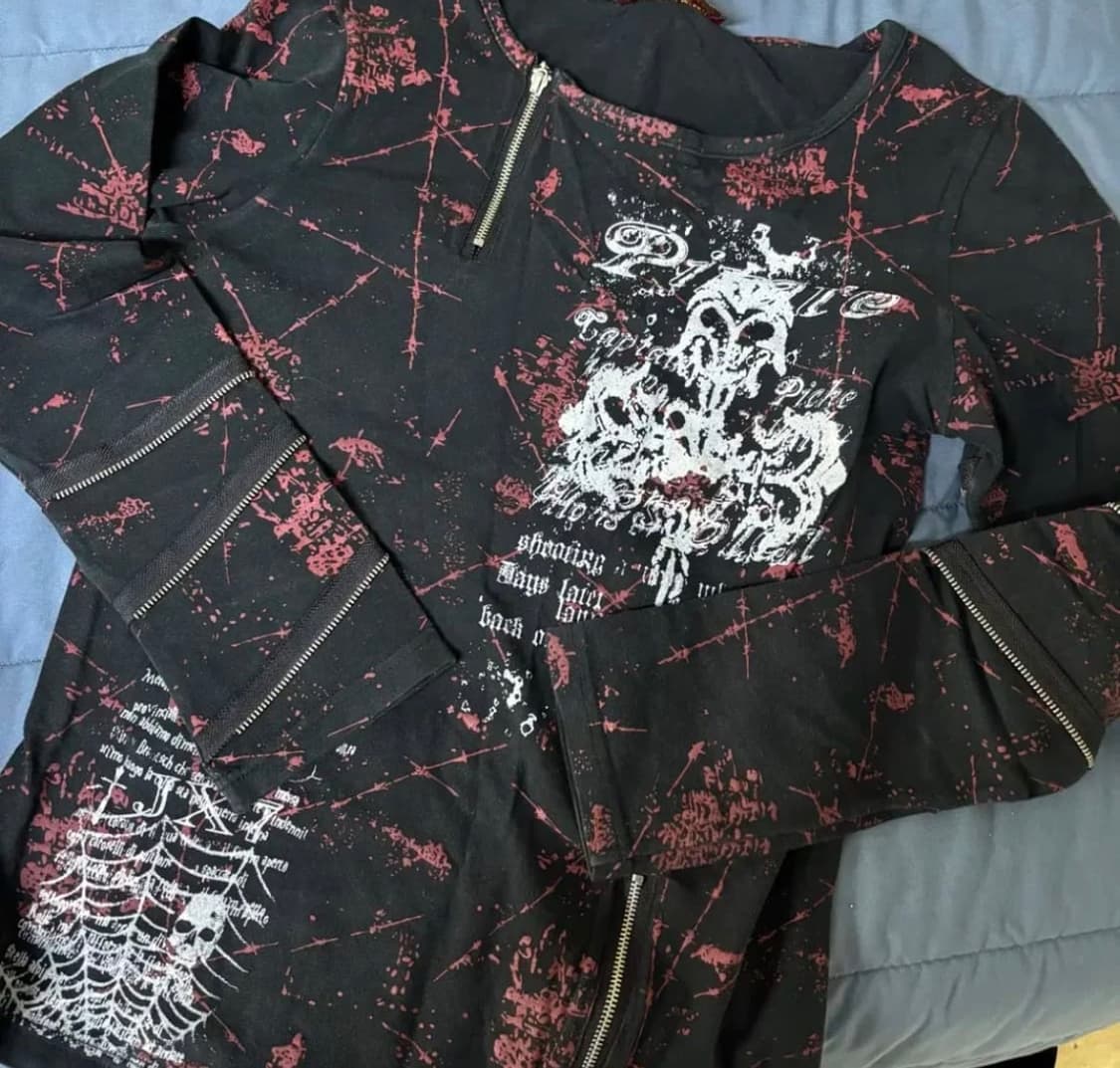 바디라인 해골 펑크 롱슬리브 상품이미지1