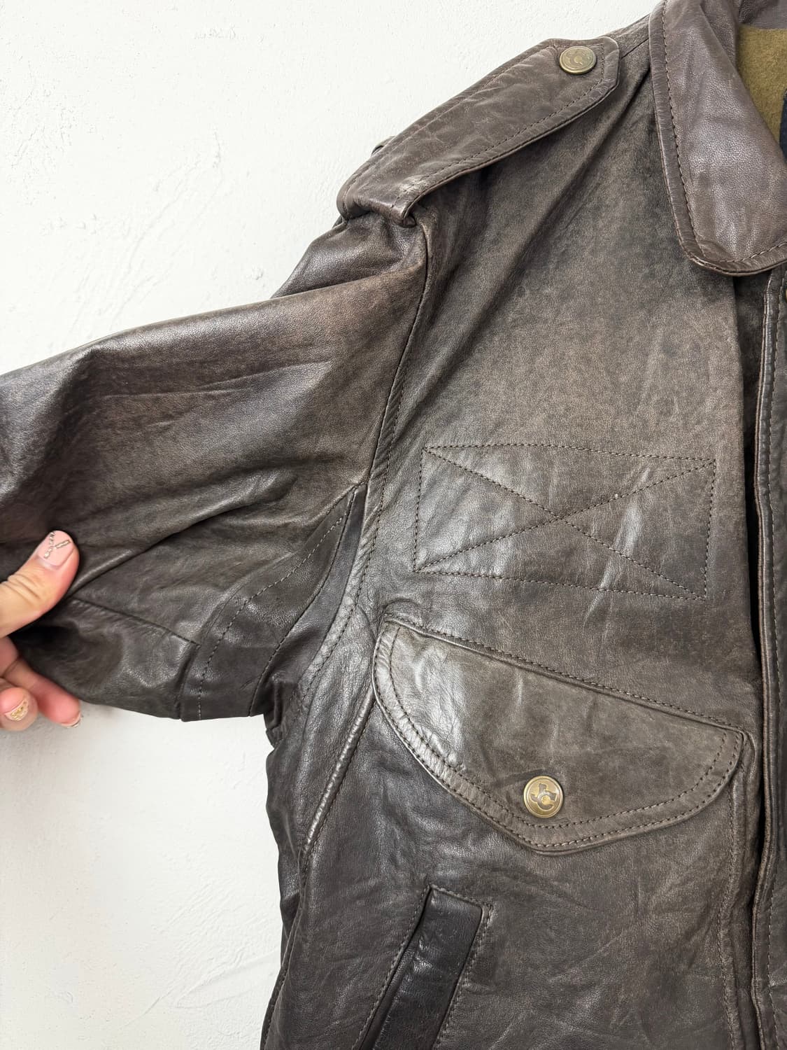 90s JC HAWARD 카우레더 봄버 상품이미지3