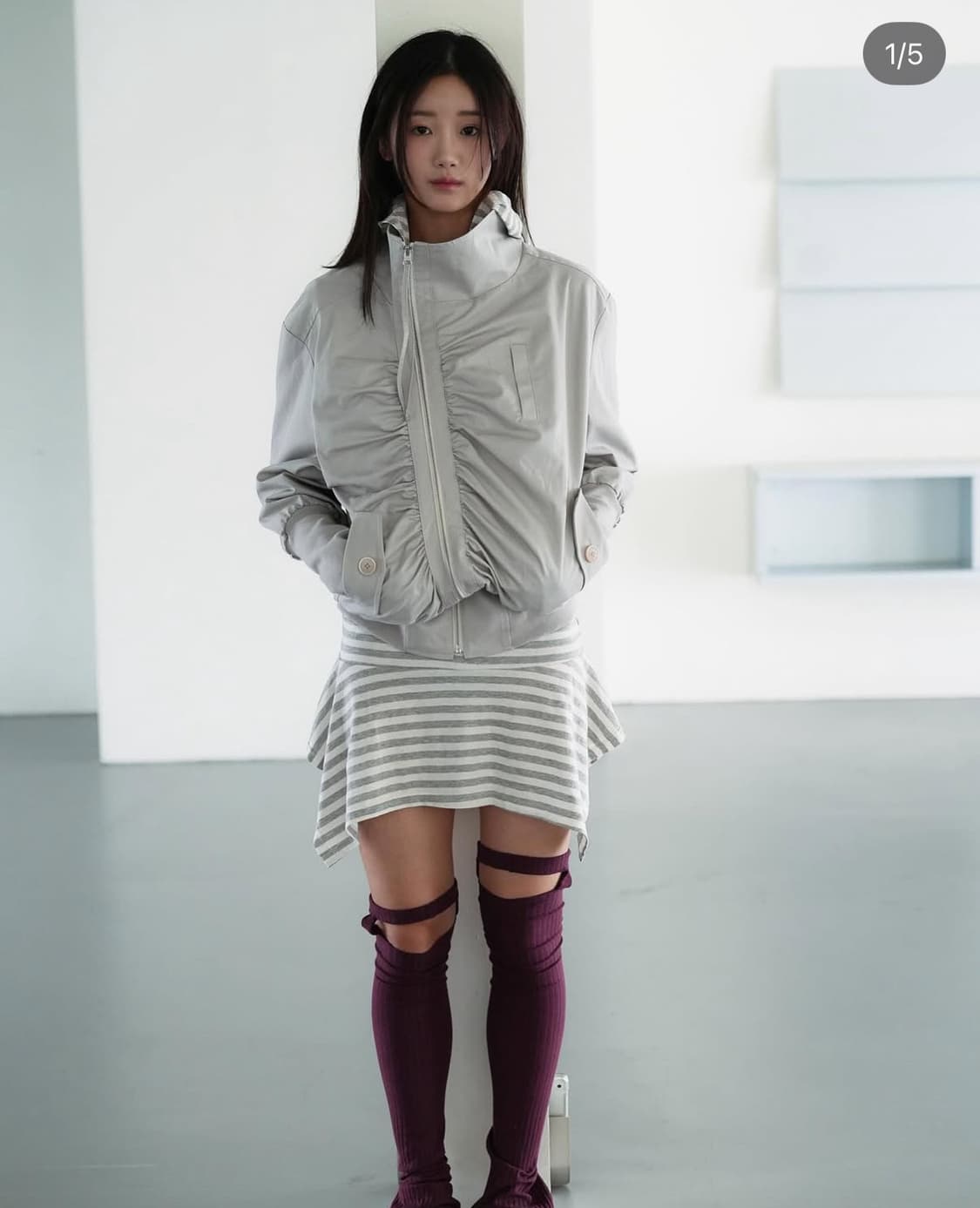 인앤양인하모니 리브드 레그워머 버건디 퍼플 상품이미지2