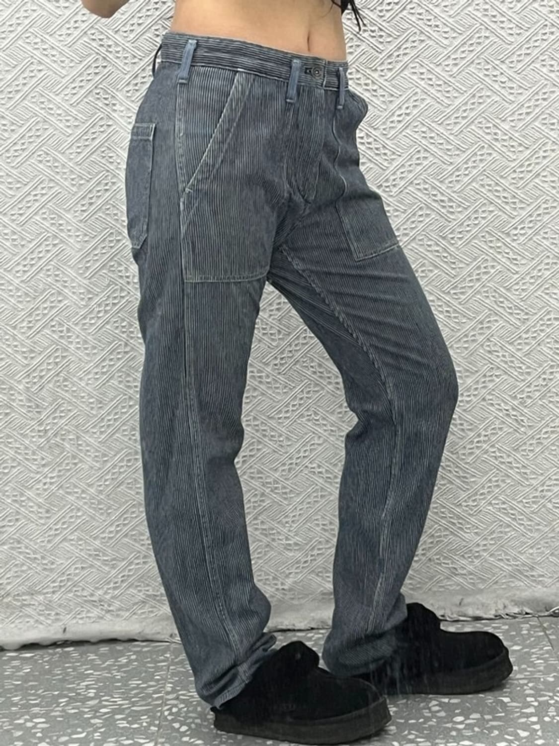 빈티지 빅포켓 유니크 스트라이프 면바지 M C06756 상품이미지2