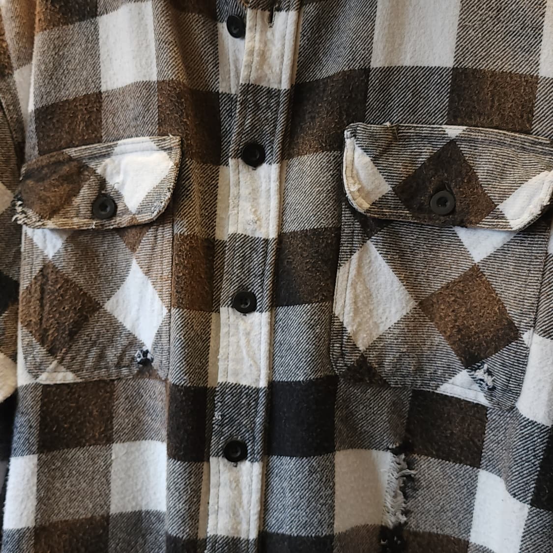 90s 아메리칸 빈티지 체크셔츠 헤비 플란넬 워크셔츠 윈도우 체크 xl 상품이미지5