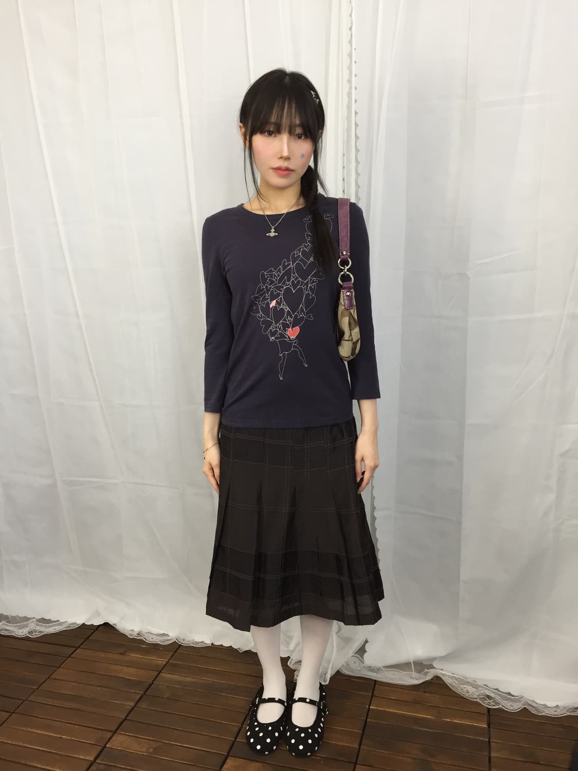 Jpn Almond Brown Plaid Skirt 상품이미지2