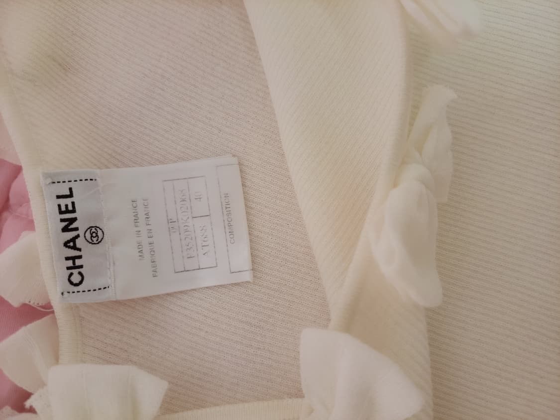 정품)급처상태좋음!샤넬 리본 골지 니트 티셔츠 블라우스 40사이즈 상품이미지4