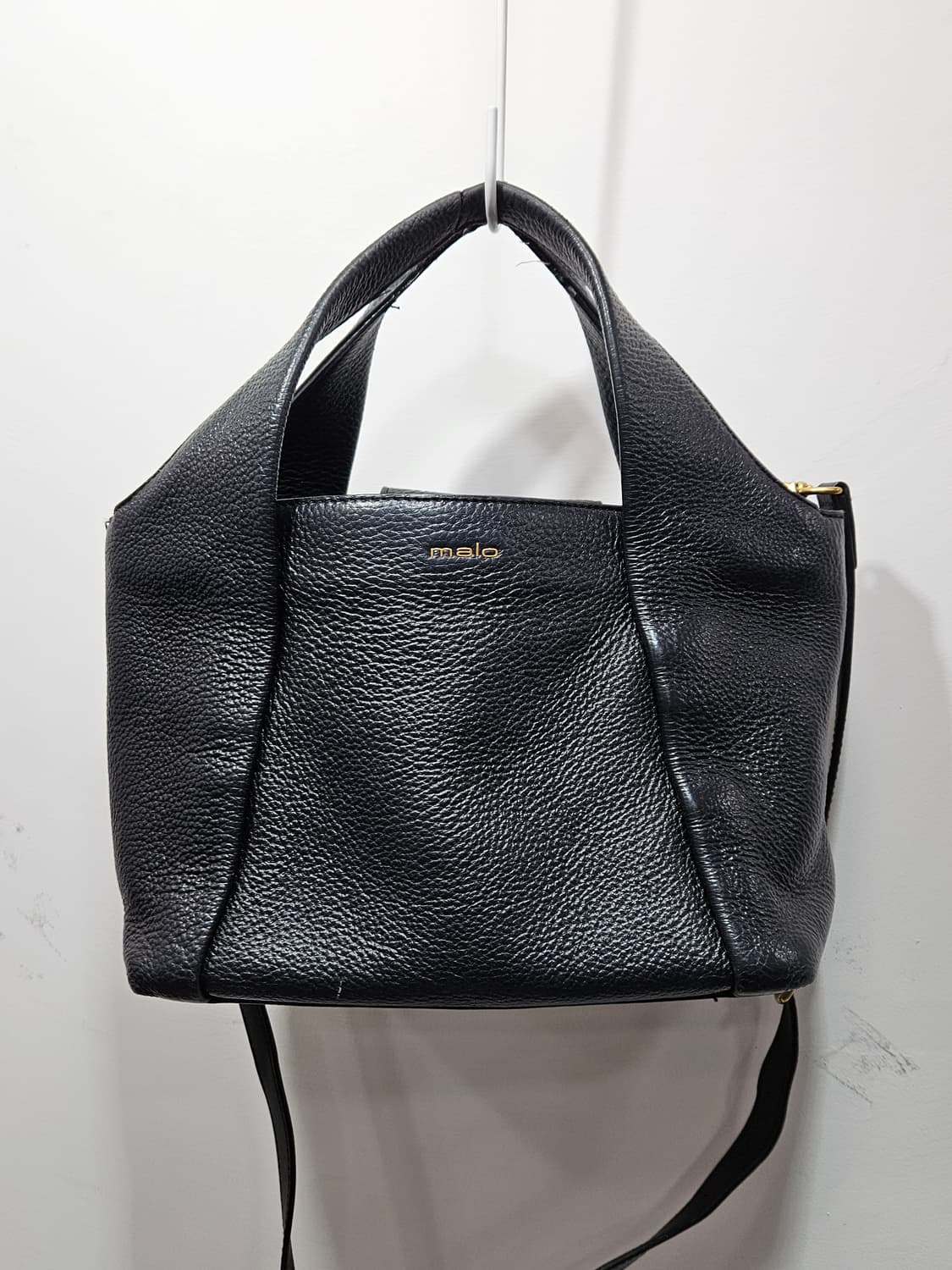 말로(malo) 가죽 토트백 겸 크로스백 블랙  상품이미지2