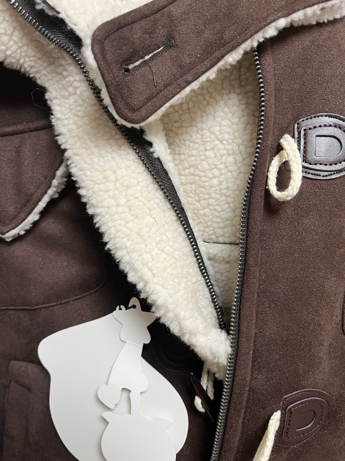 코지 코타츠 무스탕 후드 더플코트 브라운 상품이미지4