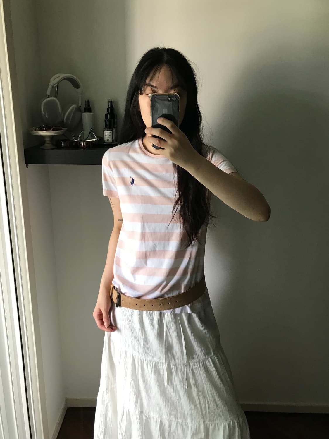 폴로 랄프로렌 포니 로고 핑크 스트라이프 반팔티 상품이미지3