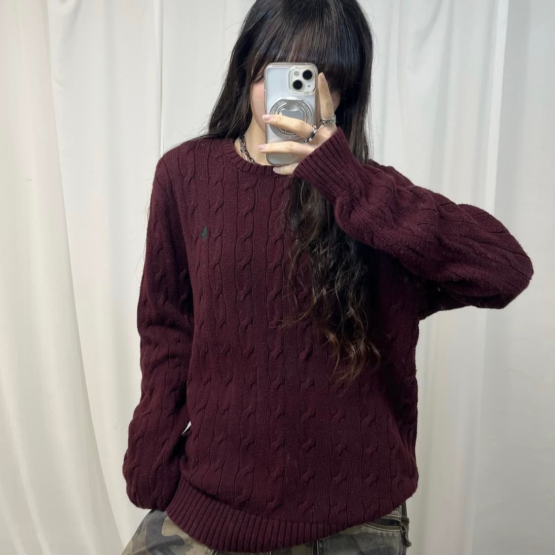 Polo Burgundy Cable Knit 상품이미지2