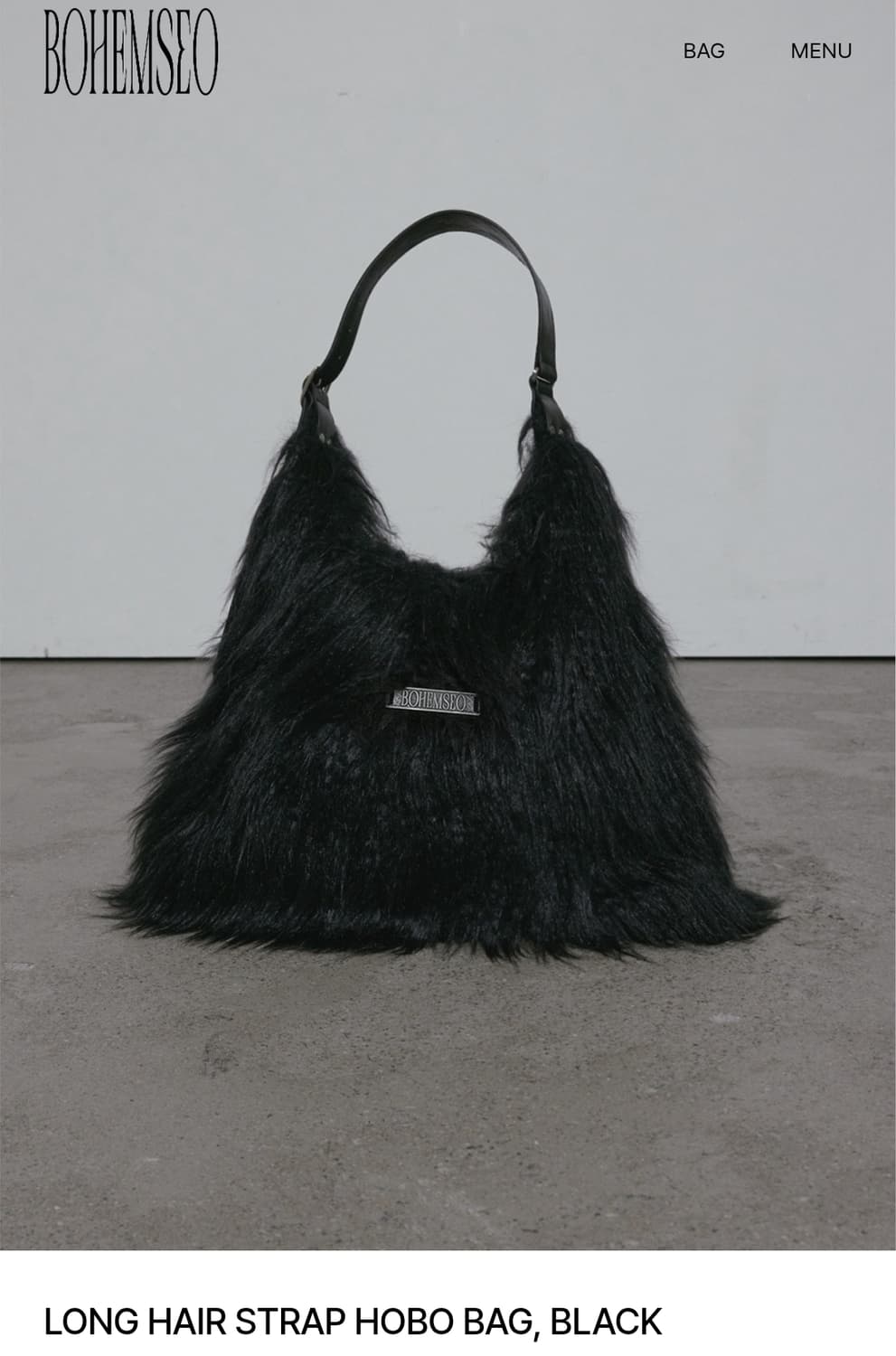 보헤미안서울 롱 헤어 스트랩 호보백 블랙 상품이미지1
