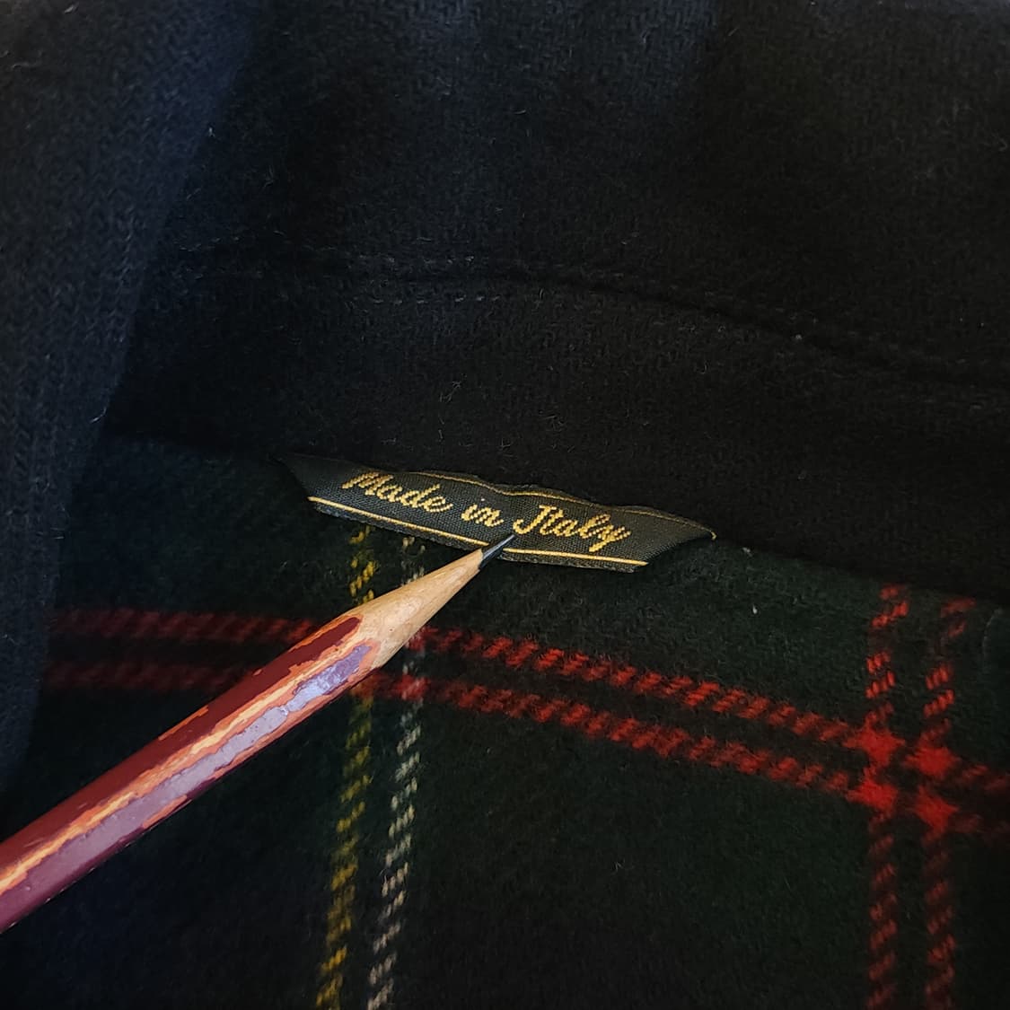 90s 잉글랜드 더플코트 플레드 체크 헤비울 빈티지 코트 블랙 50 상품이미지10