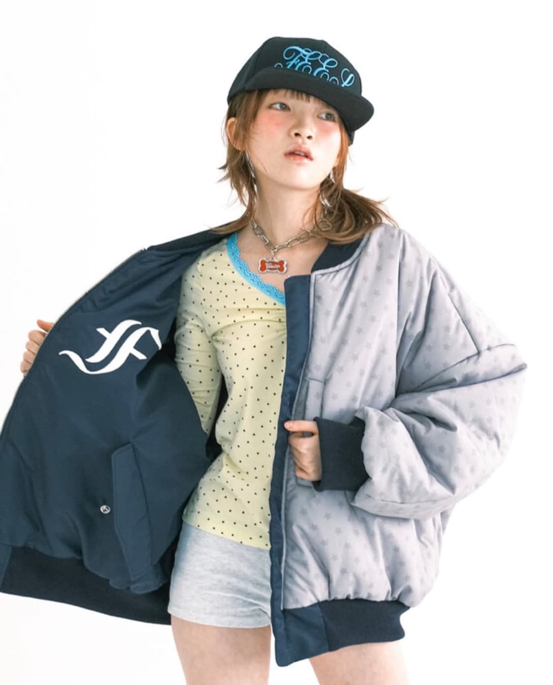 (새상품/택O) 샵페어리 봄버 자켓 네이비 상품이미지1
