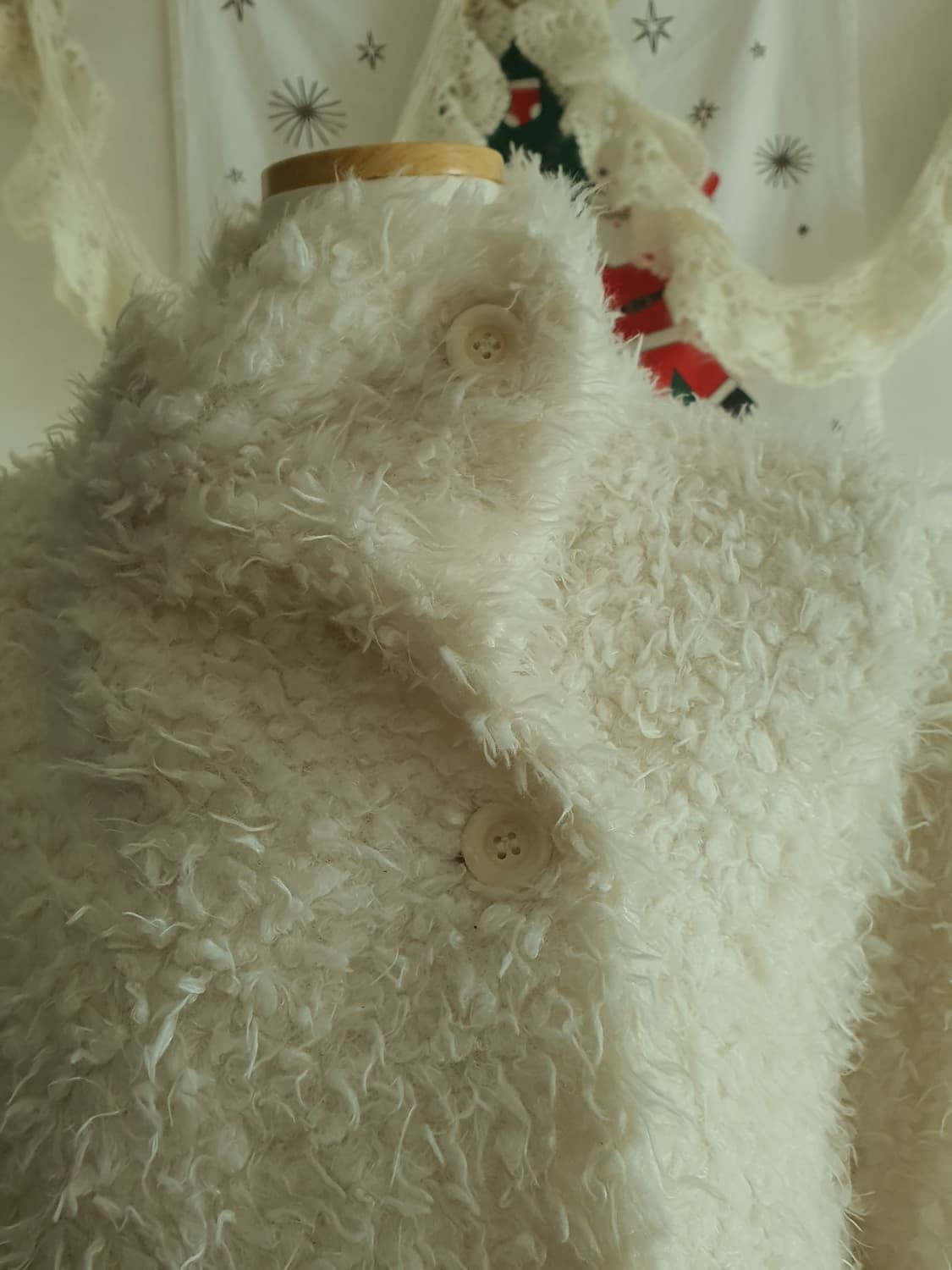 [모리걸] 아이보리 부클레 하프 코트 상품이미지2