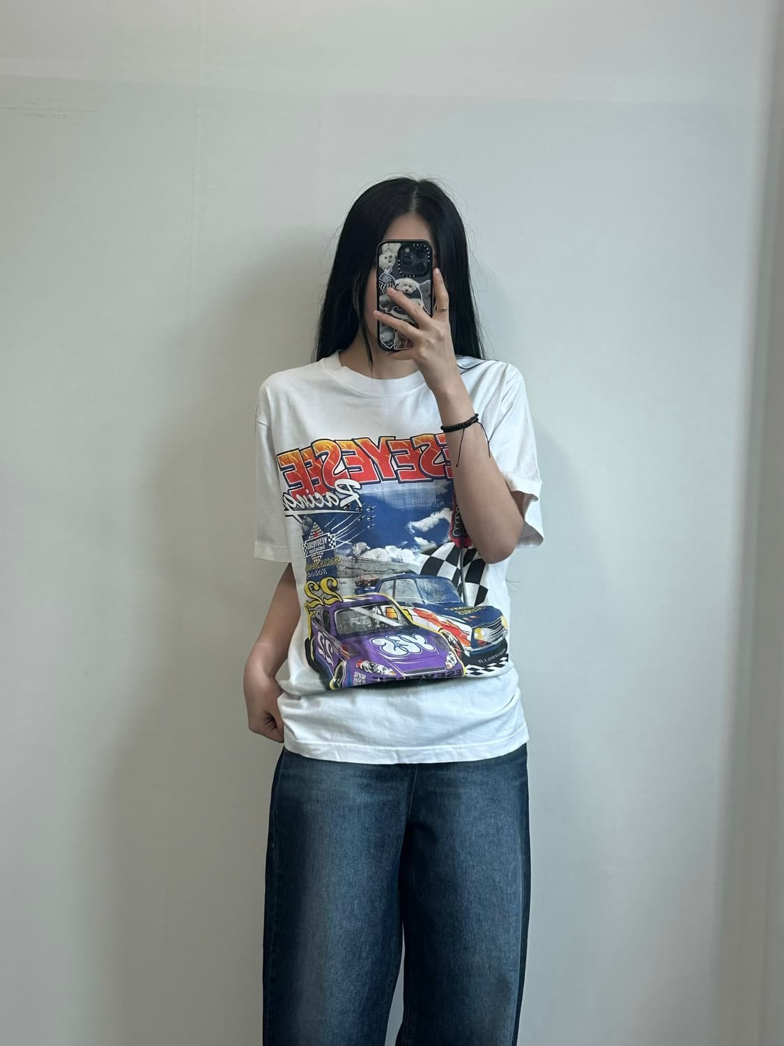 예스아이씨 레이싱 화이트 반팔 티셔츠 상품이미지1