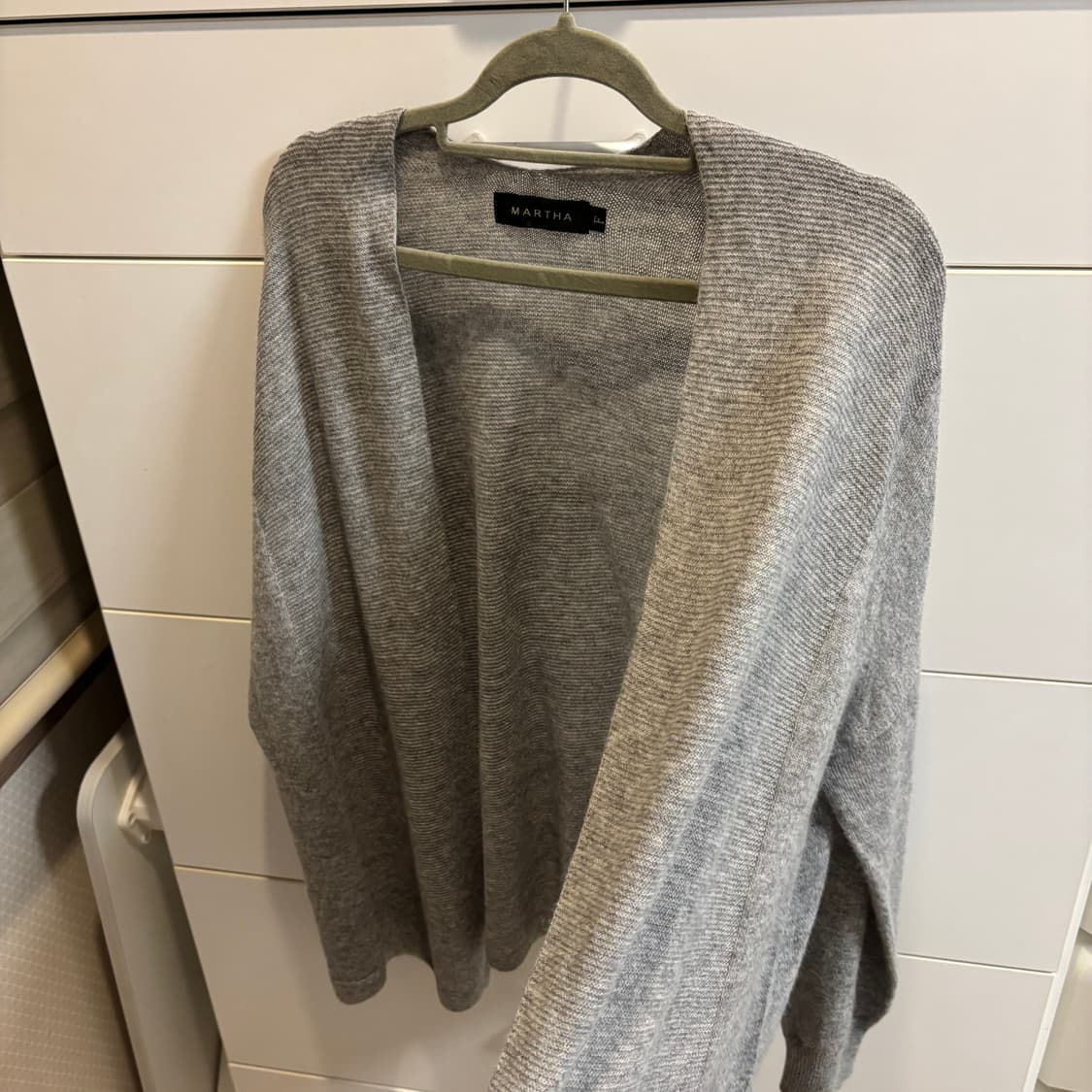 일본제 MARTHA 울혼방 그레이 숄 가디건  상품이미지5