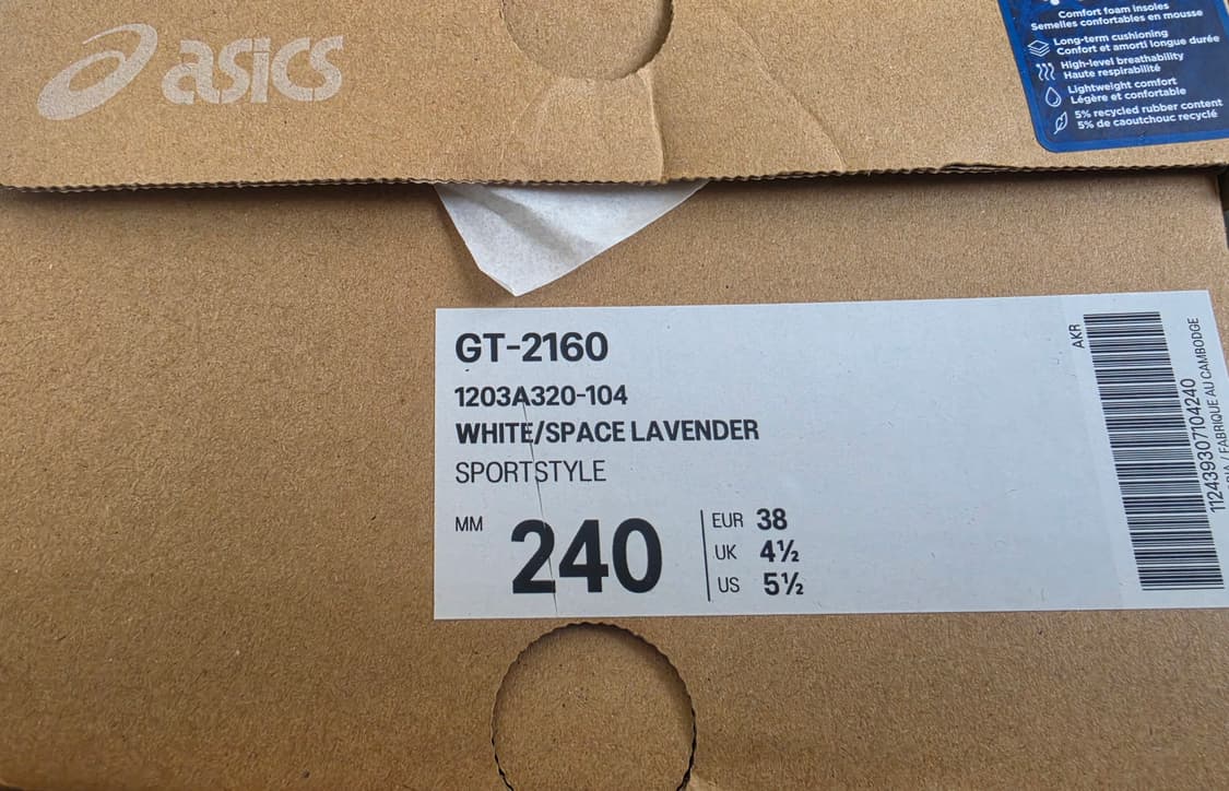 (새상품) 아식스 GT-2160 화이트 스페이스 라벤더 상품이미지4