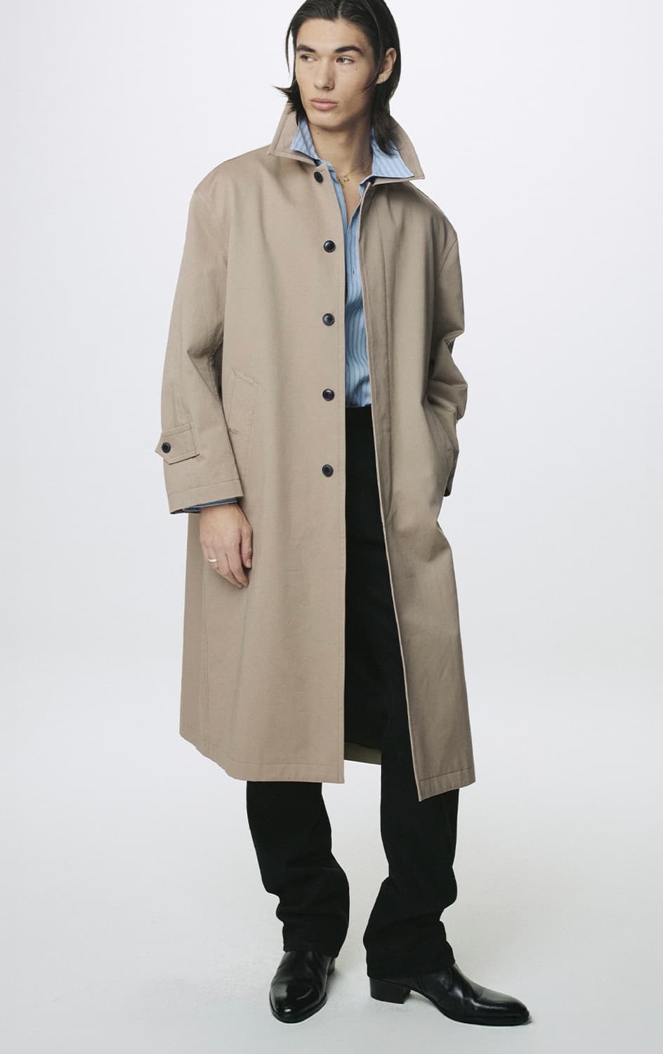 토니웩 /코튼 드릴 싱글 브레스티드 오버코트_베이지 / XL 상품이미지3