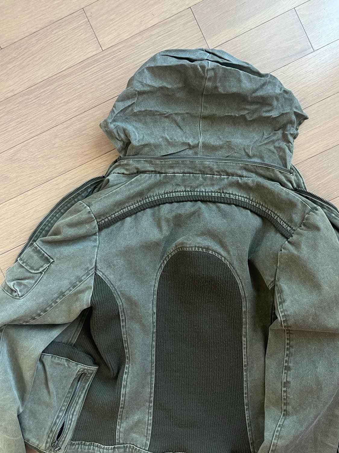 •Japanese vintage• y2k 카키 코튼자켓 니트 배색 자켓 상품이미지5