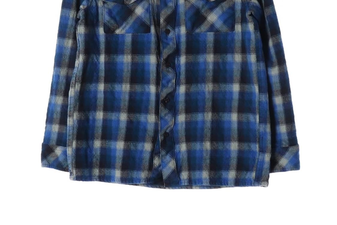 노스페이스 블루 타탄 체크 플란넬 셔츠 L 상품이미지4