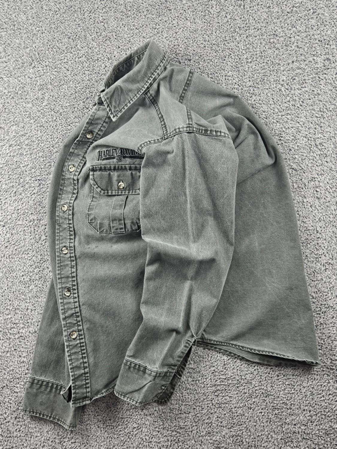 할리데이비슨 블랙 데님 포켓 바이커 셔츠 ( S 추정 ) / 10717 상품이미지3