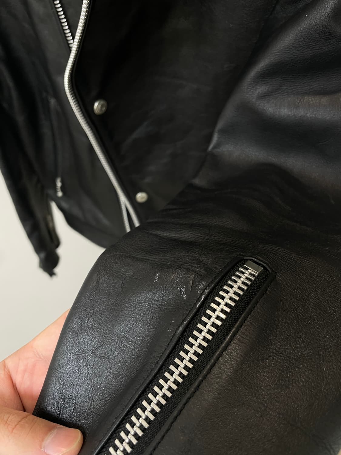 (S) 디아프바인 스티어하이드 소가죽 라이더 자켓 상품이미지9