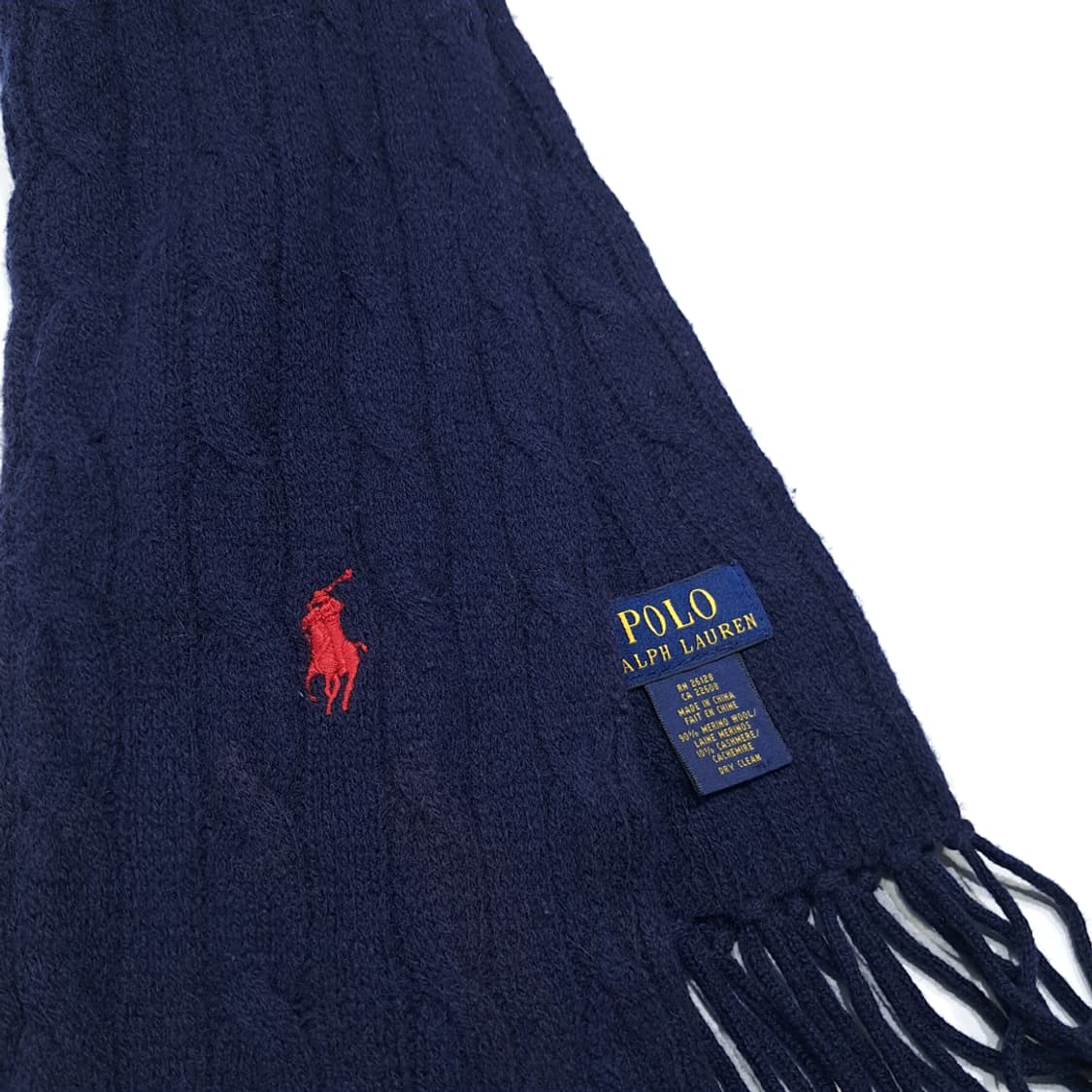 MX430 폴로 메리노울 캐시미어 혼방 케이블 니트 머플러 상품이미지5