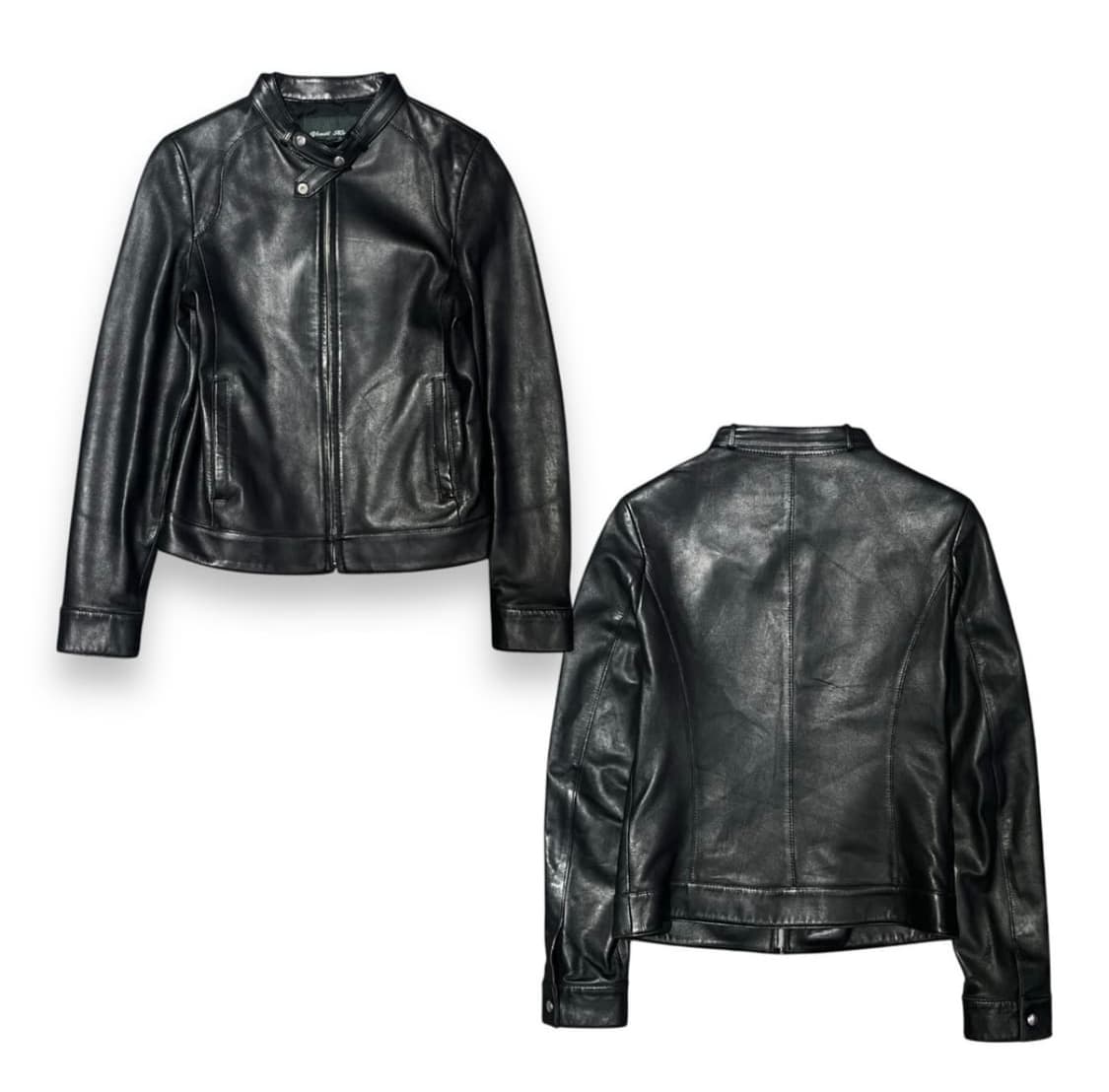 양가죽 바이커 레더 자켓 블랙 상품이미지1