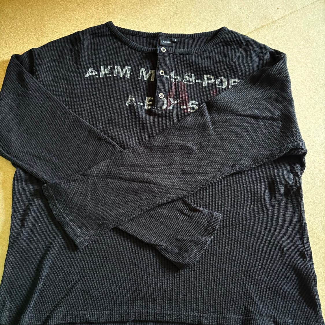 아캄 와플 헨리넥 롱슬리브(블랙) 2사이즈 상품이미지3