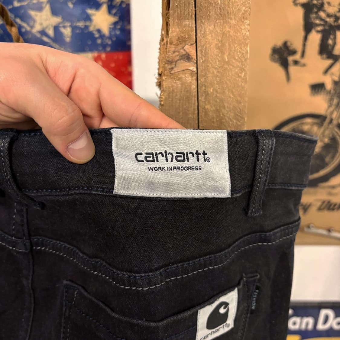 칼하트 오리지널 스트레이트 더블니 카펜터 데님 블랙진 N385 상품이미지7