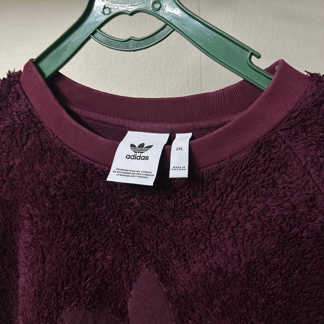 아디다스 버건디 뽀글이 맨투맨 상품이미지2